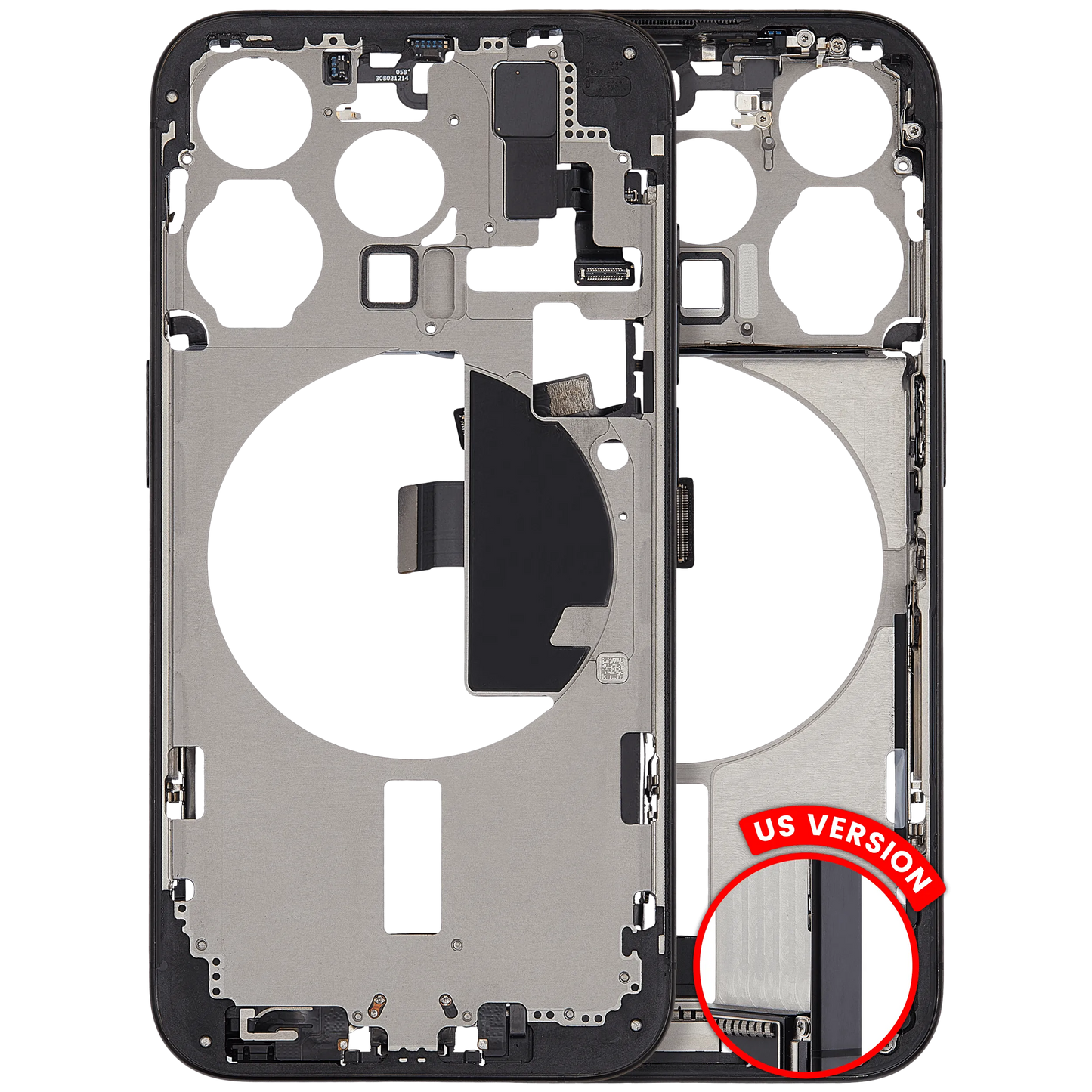 Mid-Frame Housing W/ Charging Port Flex & Small Parts For iPhone 15 Pro (US Version) (Pull) (Black Titanium)