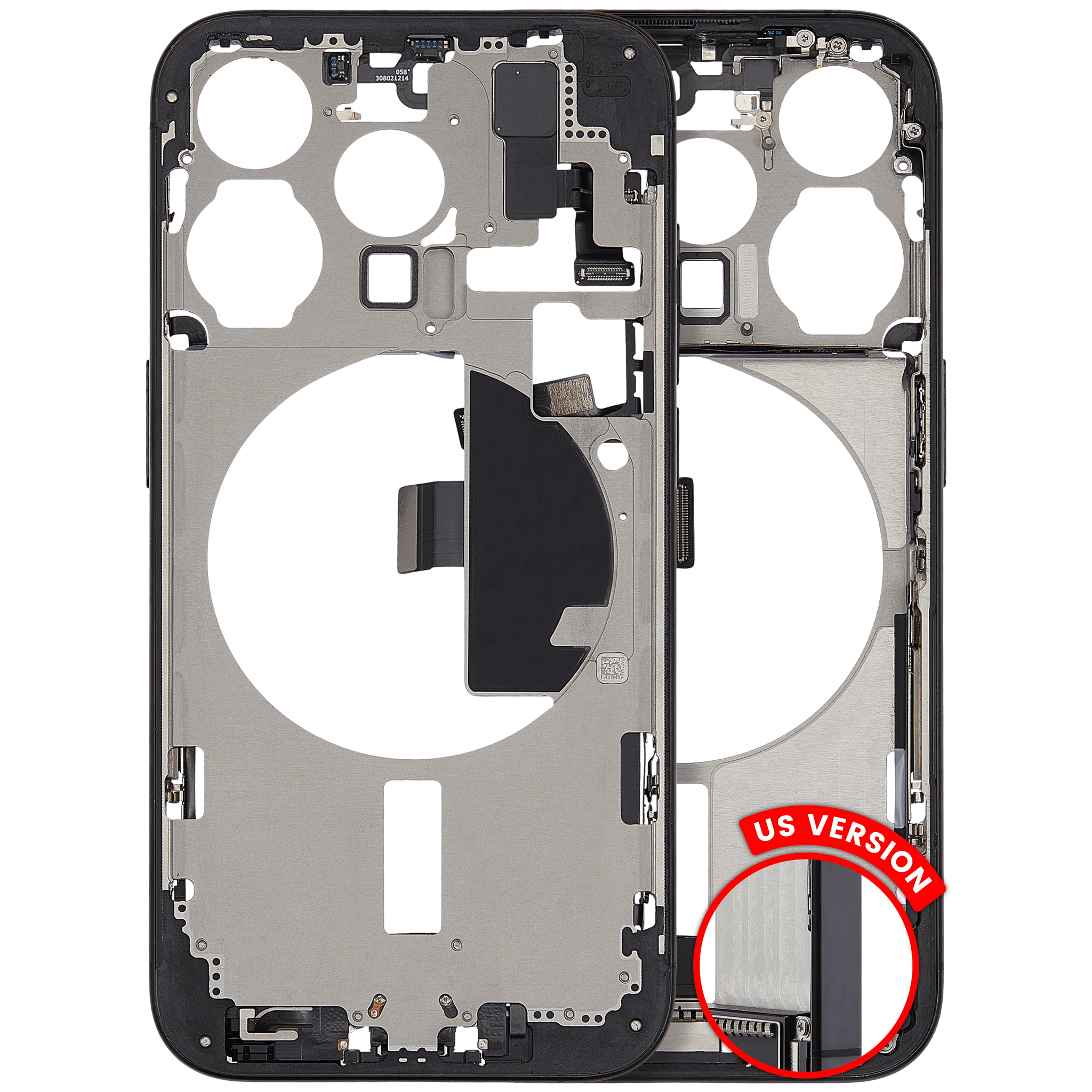 Mid-Frame Housing W/ Charging Port Flex & Small Parts For iPhone 15 Pro (US Version) (Pull) (Black Titanium)