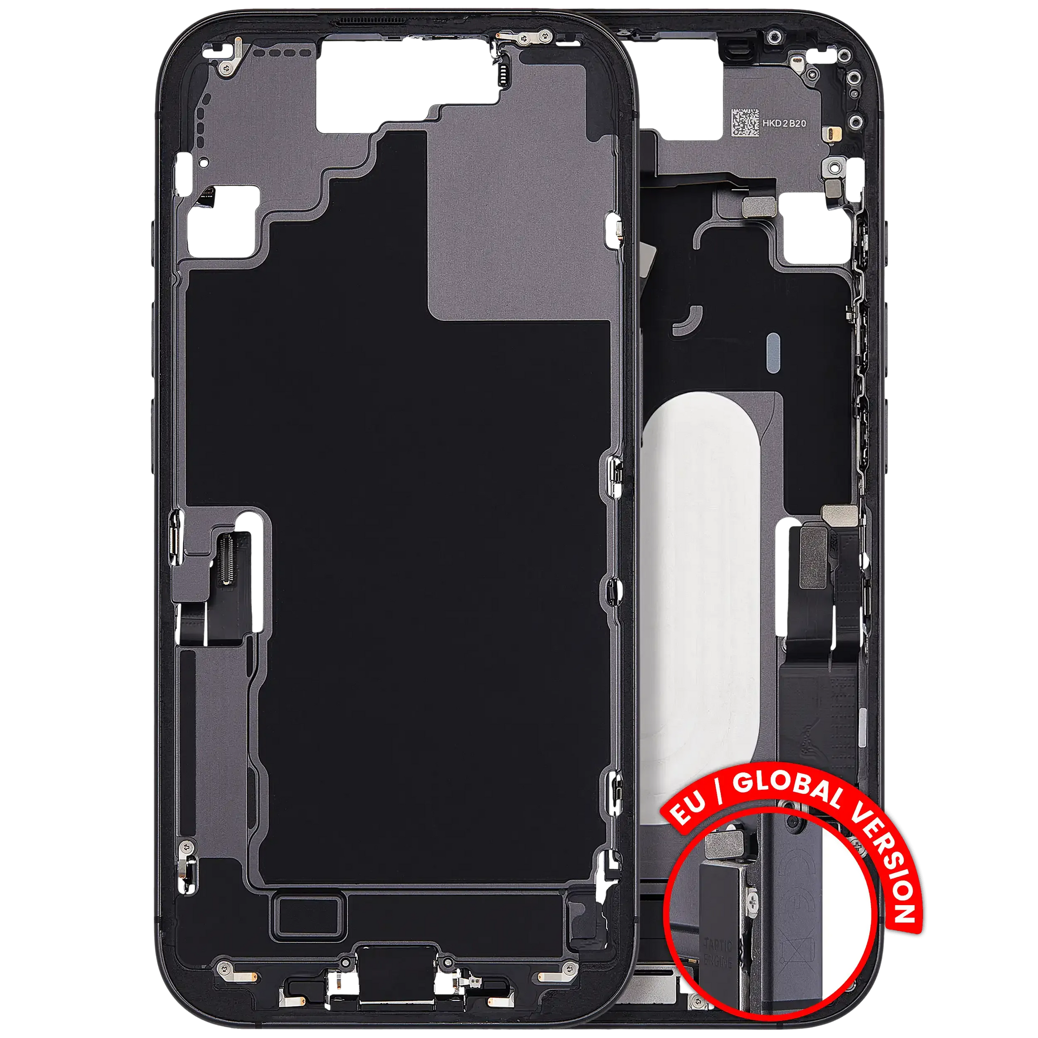 Mid-Frame Housing W/ Charging Port Flex & Small Parts For iPhone 17 (EU / Global Version) (Pull) (Black)