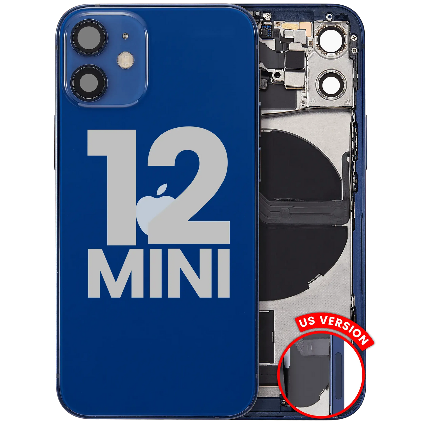 Back Housing W/ Charging Port Flex & Small Parts For iPhone 12 Mini (US Version) (Pull) (Blue)