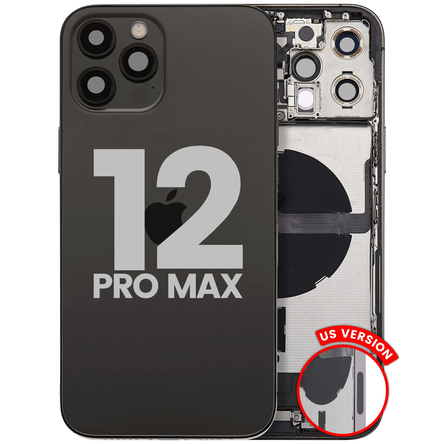 Back Housing W/ Charging Port Flex & Small Parts For iPhone 12 Pro Max (US Version) (Used OEM) (Pull) (Graphite)