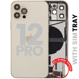 Back Housing W/ Charging Port Flex & Small Parts For iPhone 12 Pro (EU / Global Version) (Used OEM) (Pull) (Gold)