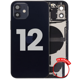 Back Housing W/ Charging Port Flex & Small Parts For iPhone 12 (US Version) (Used OEM) (Pull) (Black)