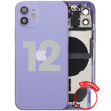 Back Housing W/ Charging Port Flex & Small Parts For iPhone 12 (US Version) (Used OEM) (Pull) (Purple)