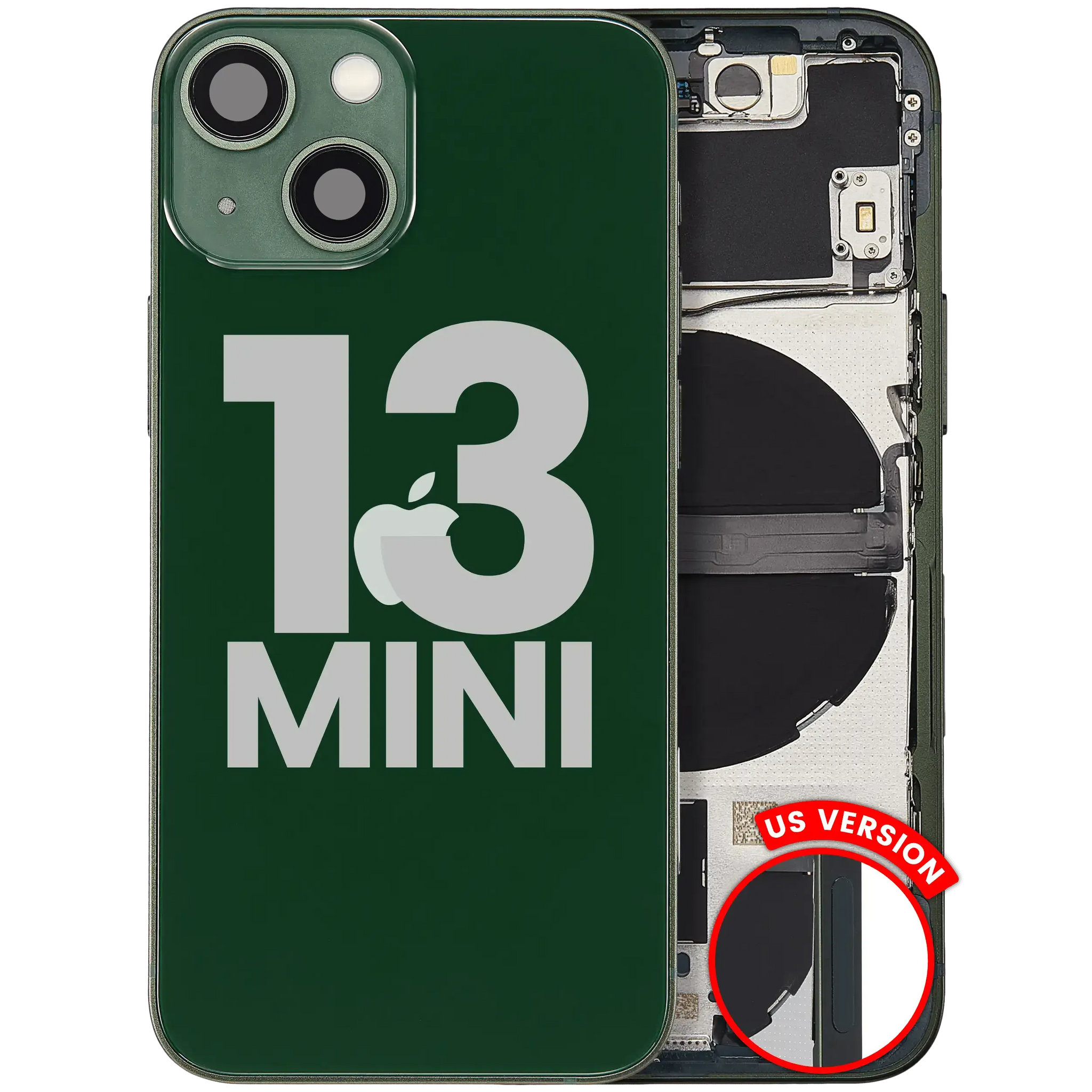 Back Housing W/ Charging Port Flex & Small Parts For iPhone 13 Mini (US Version) (Used OEM) (Pull) (Green)