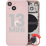 Back Housing W/ Charging Port Flex & Small Parts For iPhone 13 Mini (US Version) (Used OEM) (Pull) (Pink)
