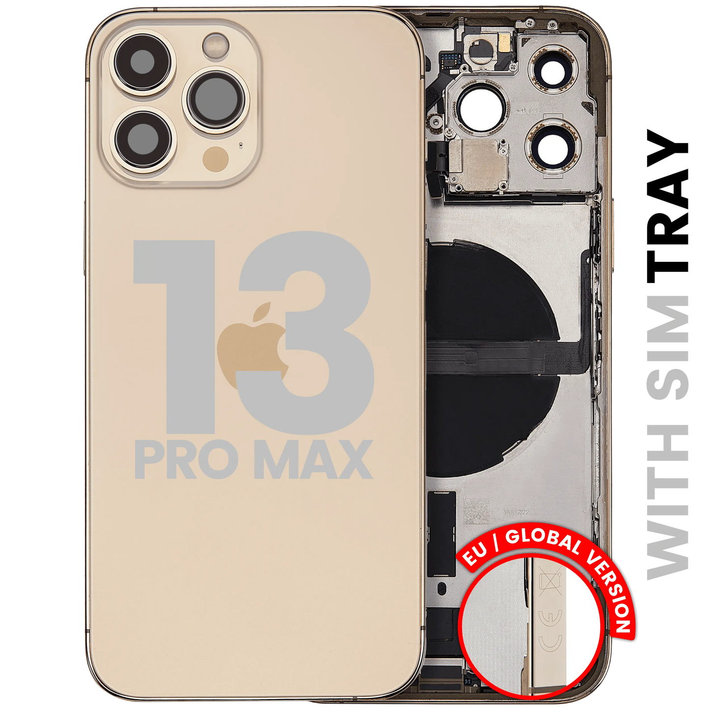 Back Housing W/ Small Parts For iPhone 13 Pro Max (EU / Global Version) (Used OEM) (Pull) (Gold)