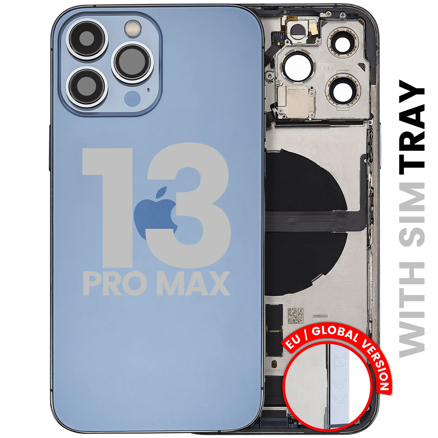 Back Housing W/ Small Parts For iPhone 13 Pro Max (EU / Global Version) (Used OEM) (Pull) (Sierra Blue)