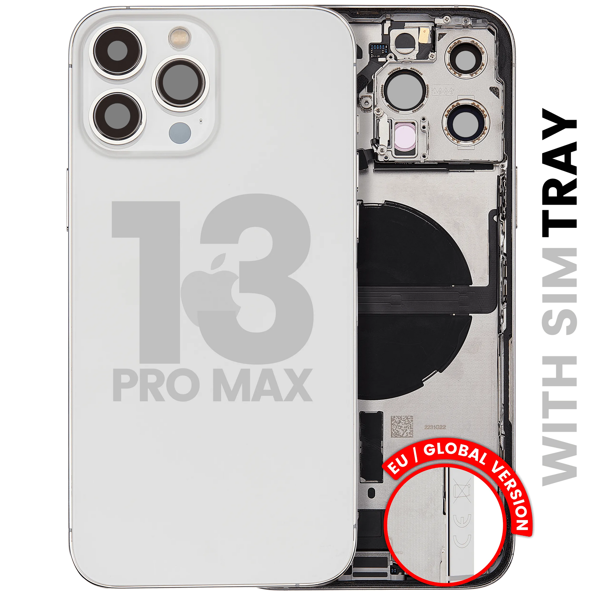 Back Housing W/ Small Parts For iPhone 13 Pro Max (EU / Global Version) (Used OEM) (Pull) (Silver)