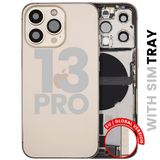Back Housing W/ Charging Port Flex & Small Parts For iPhone 13 Pro (EU / Global Version) (Used OEM) (Pull) (Gold)