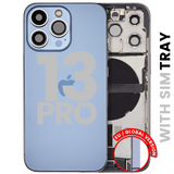 Back Housing W/ Charging Port Flex & Small Parts For iPhone 13 Pro (EU / Global Version) (Used OEM) (Pull) (Sierra Blue)