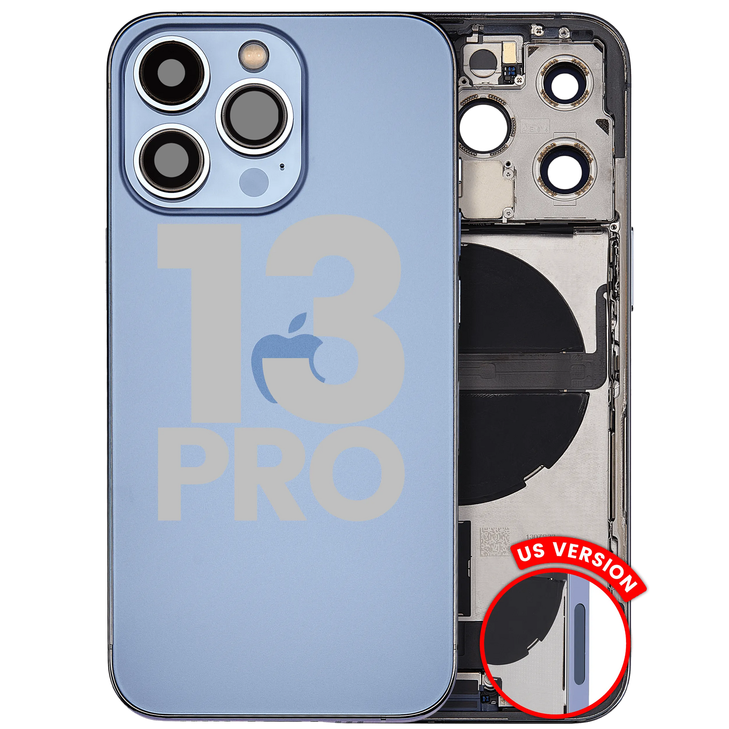 Back Housing W/ Charging Port Flex & Small Parts For iPhone 13 Pro (US Version) (Used OEM) (Pull) (Sierra Blue)