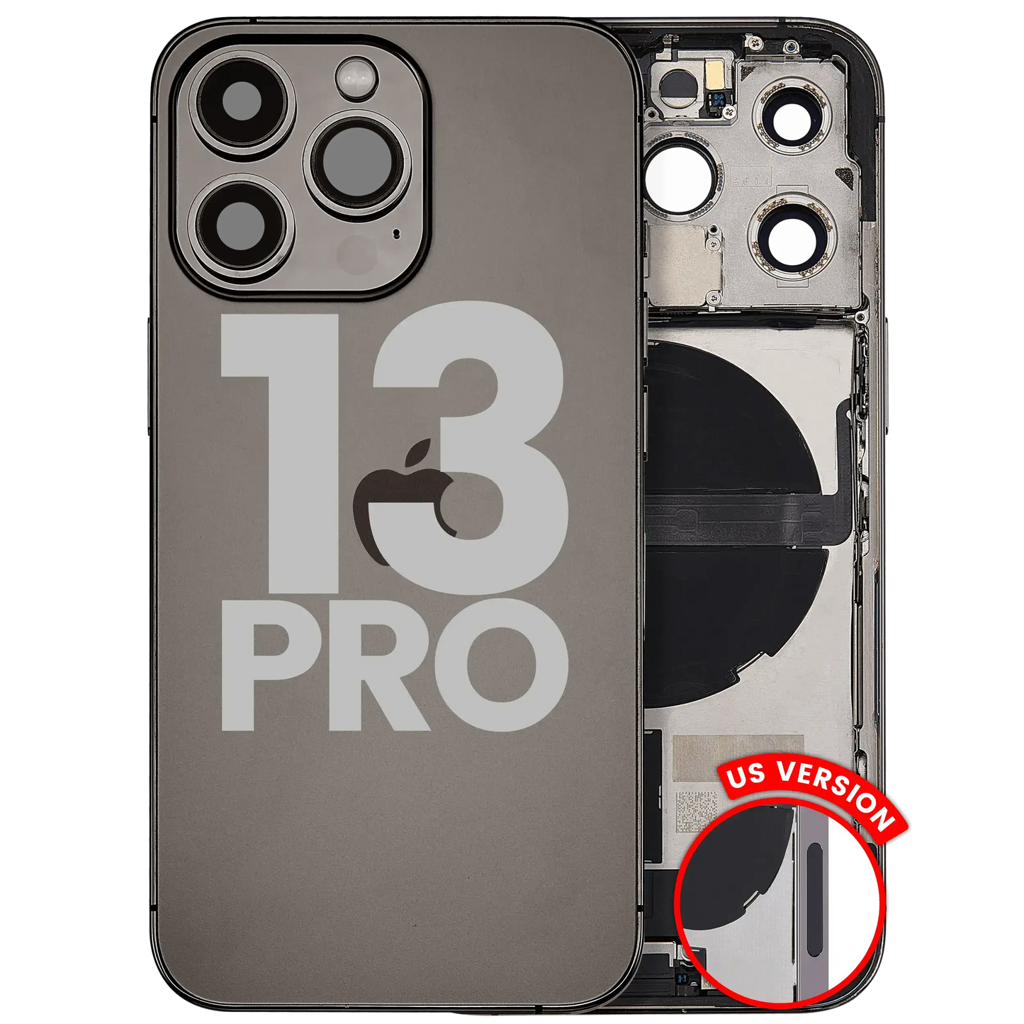 Back Housing W/ Charging Port Flex & Small Parts For iPhone 13 Pro (US Version) (Used OEM) (Pull) (Graphite)