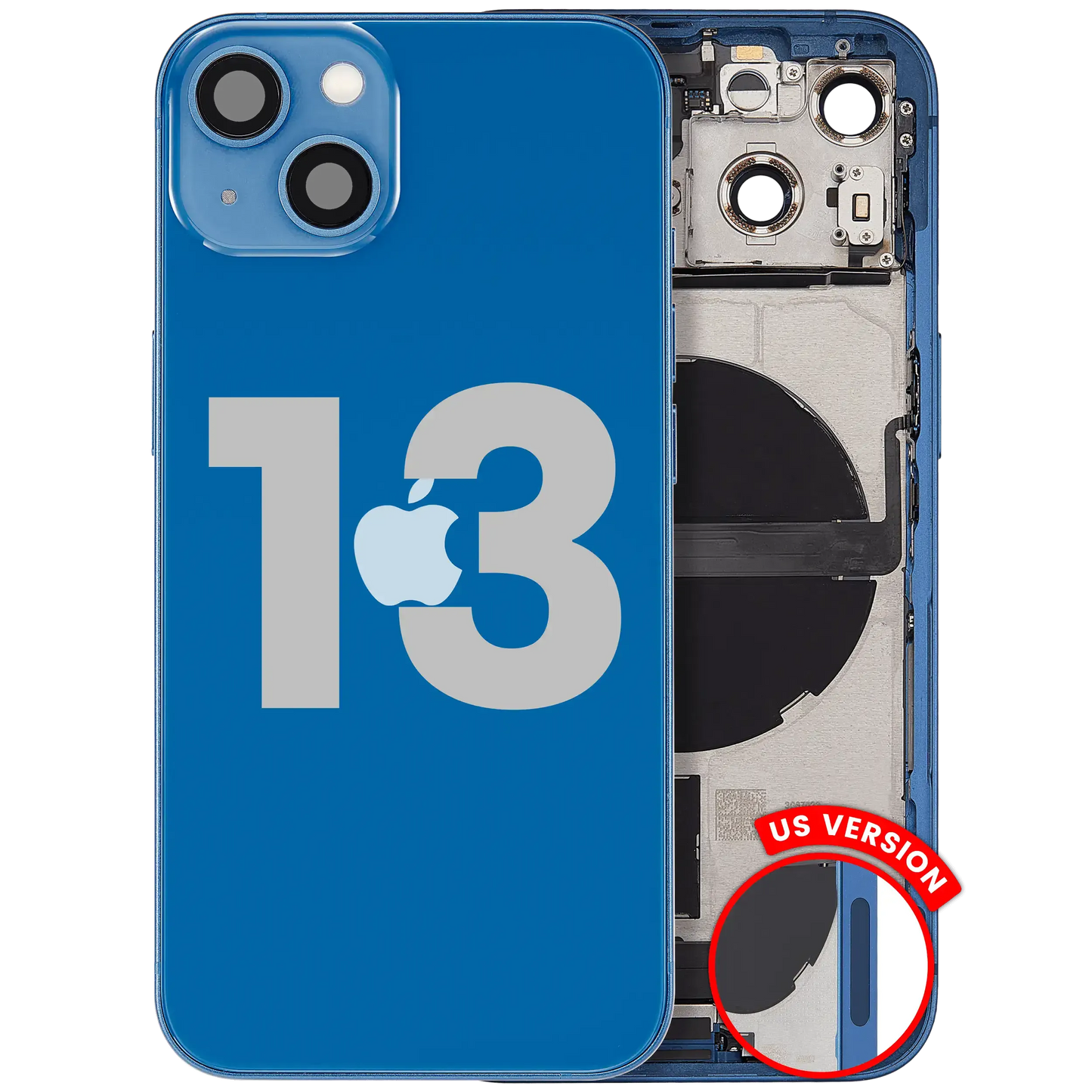 Back Housing W/ Charging Port Flex & Small Parts For iPhone 13 (US Version) (Used OEM) (Pull) (Blue)