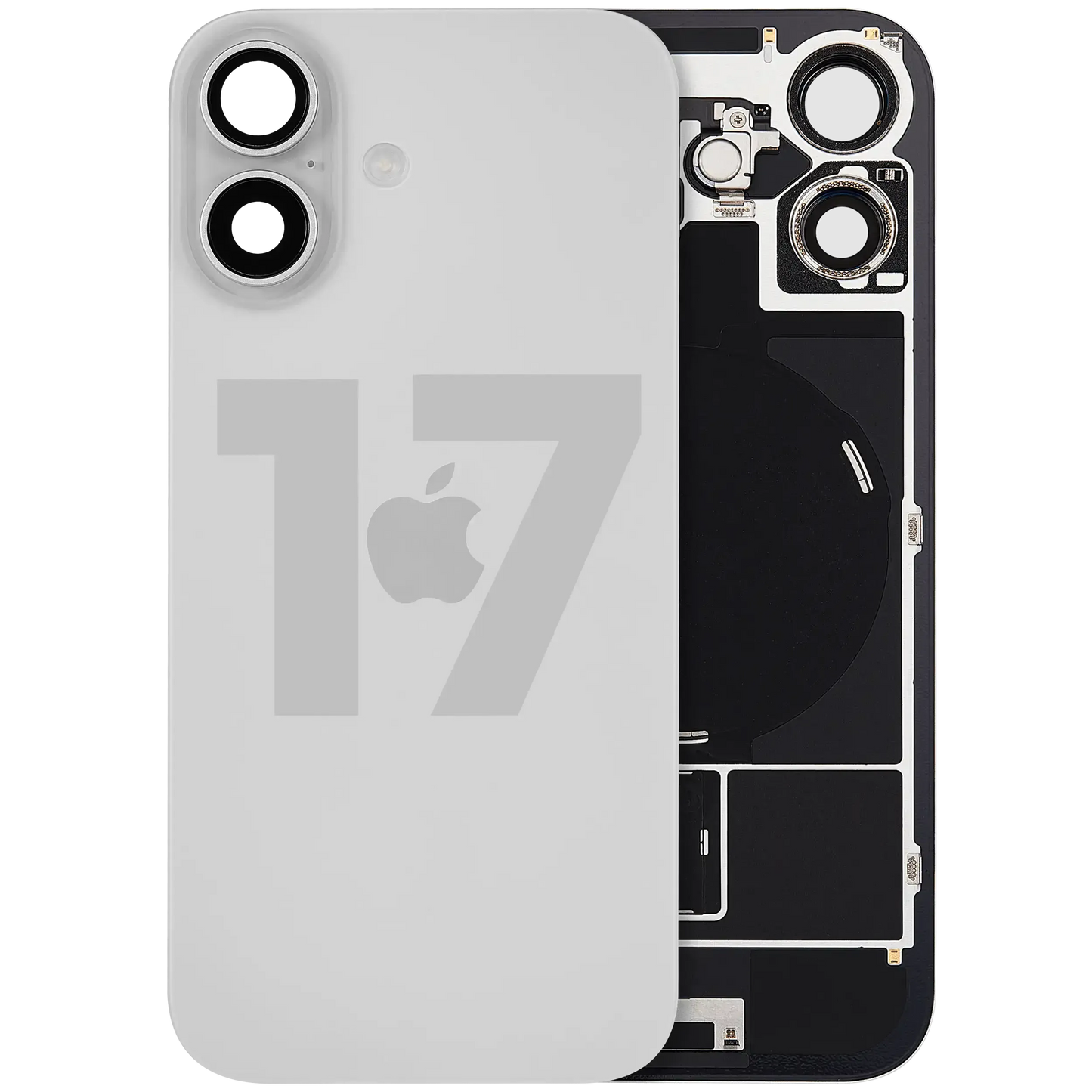 Back Glass w/ MagSafe Magnet & NFC & Flashlight Flex For iPhone 17 (Pull) (White)