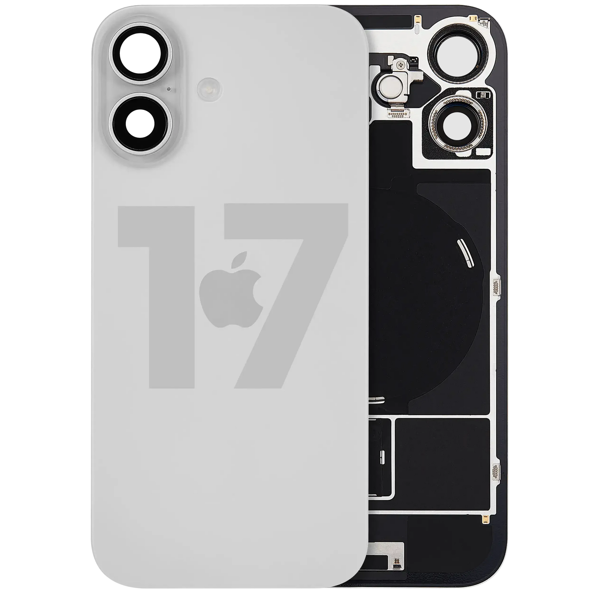 Back Glass w/ MagSafe Magnet & NFC & Flashlight Flex For iPhone 17 (Pull) (White)