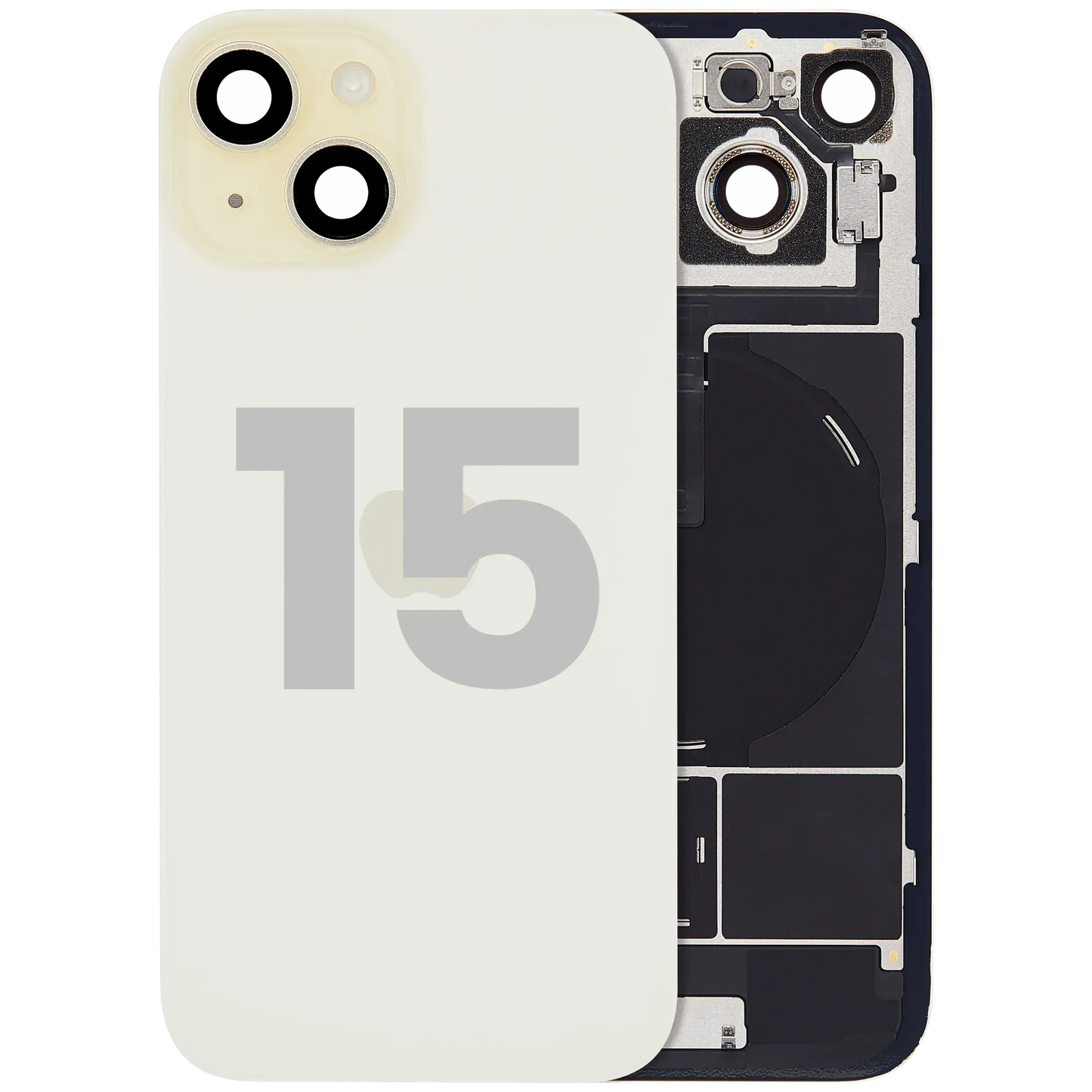 Back Glass w/ MagSafe Magnet & NFC & Flashlight Flex For iPhone 15 (Pull) (Yellow)
