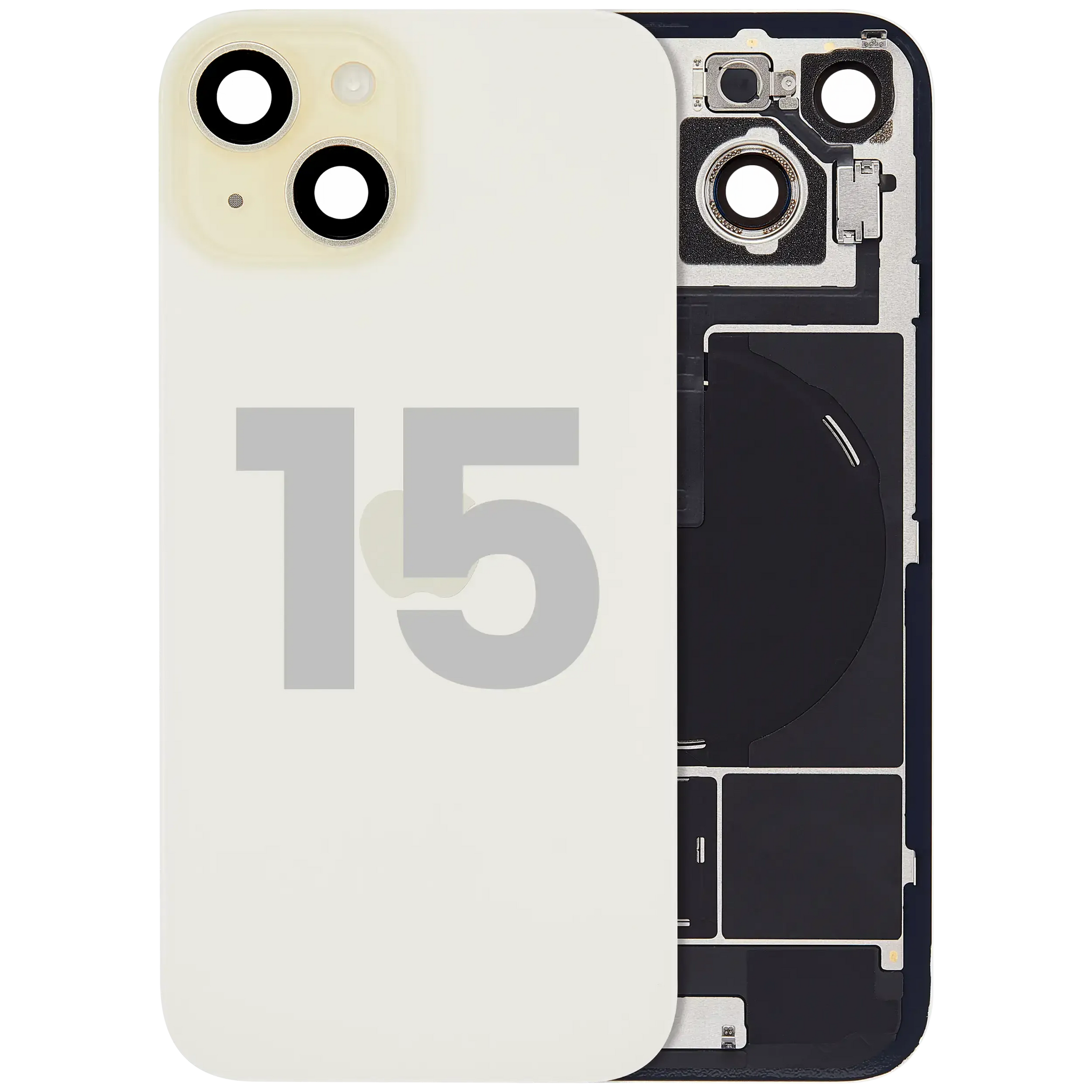 Back Glass w/ MagSafe Magnet & NFC & Flashlight Flex For iPhone 15 (Pull) (Yellow)