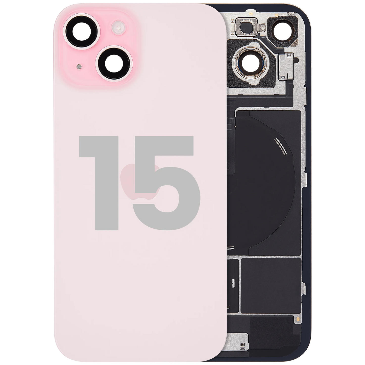 Back Glass w/ MagSafe Magnet & NFC & Flashlight Flex For iPhone 15 (Pull) (Pink)