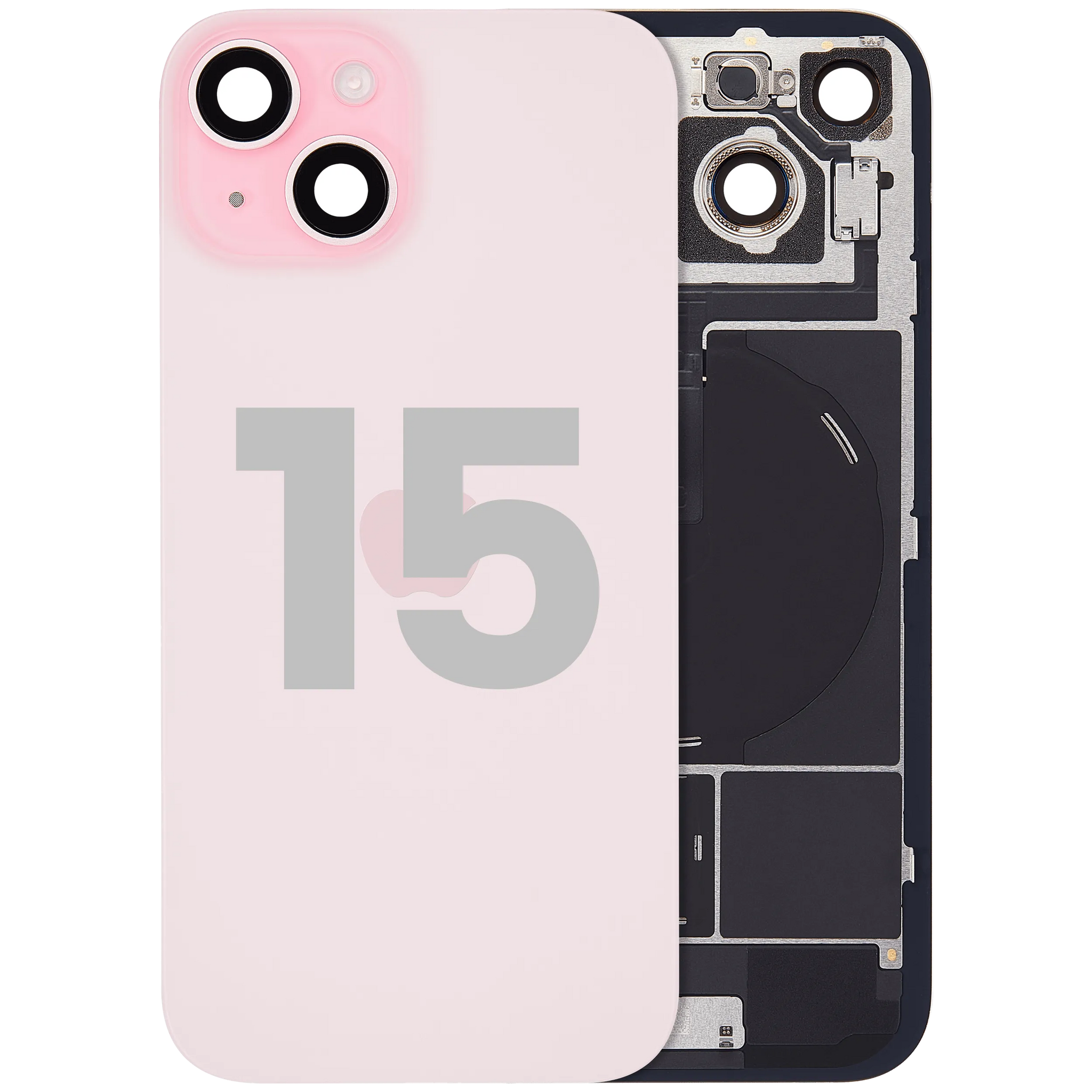 Back Glass w/ MagSafe Magnet & NFC & Flashlight Flex For iPhone 15 (Pull) (Pink)