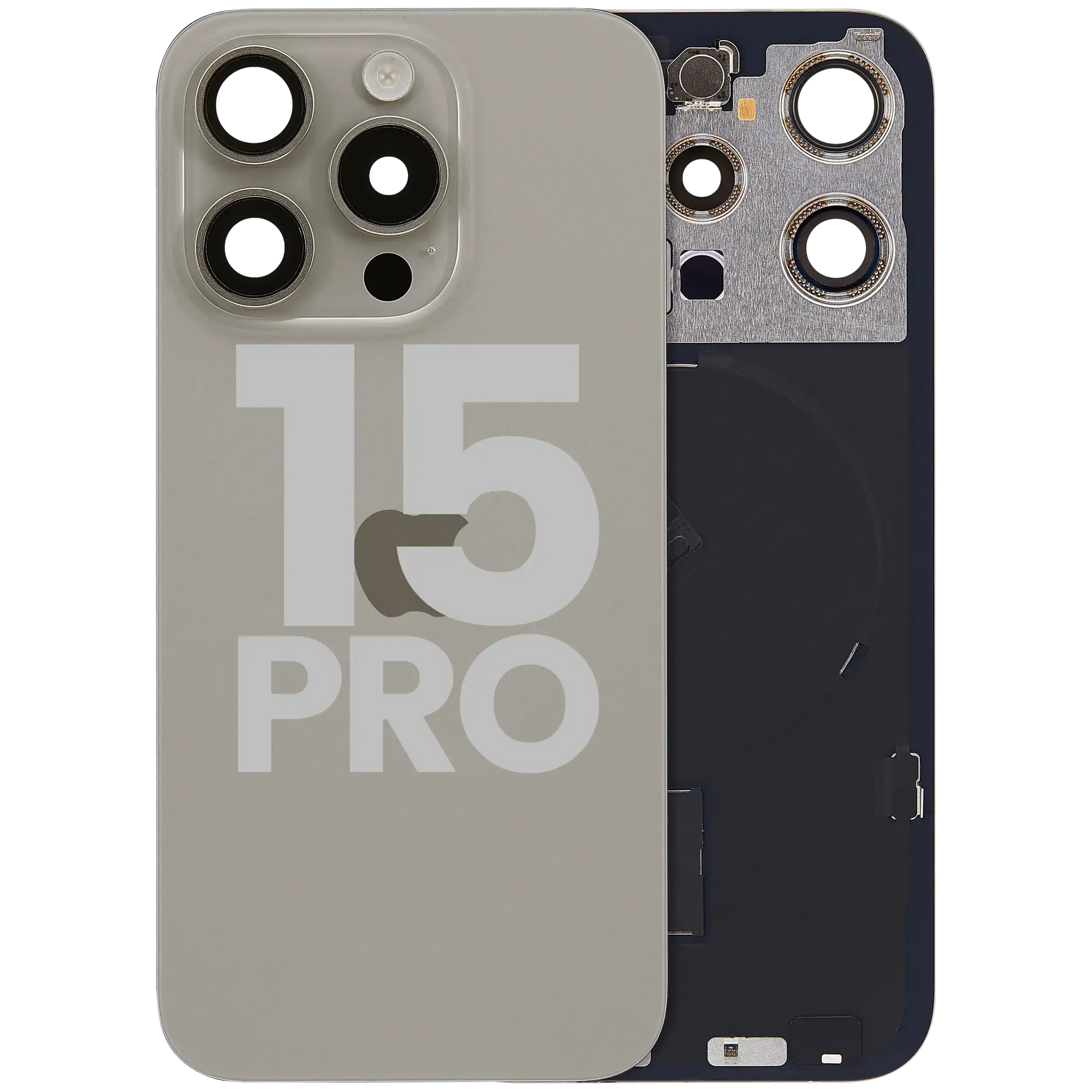 Back Glass w/ MagSafe Magnet & NFC & Flashlight Flex For iPhone 15 Pro (Pull) (Natural Titanium)