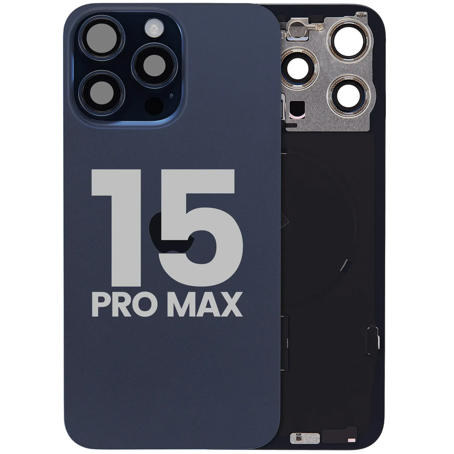 Back Glass w/ MagSafe Magnet & NFC & Flashlight Flex For iPhone 15 Pro Max (Pull) (Blue Titanium)
