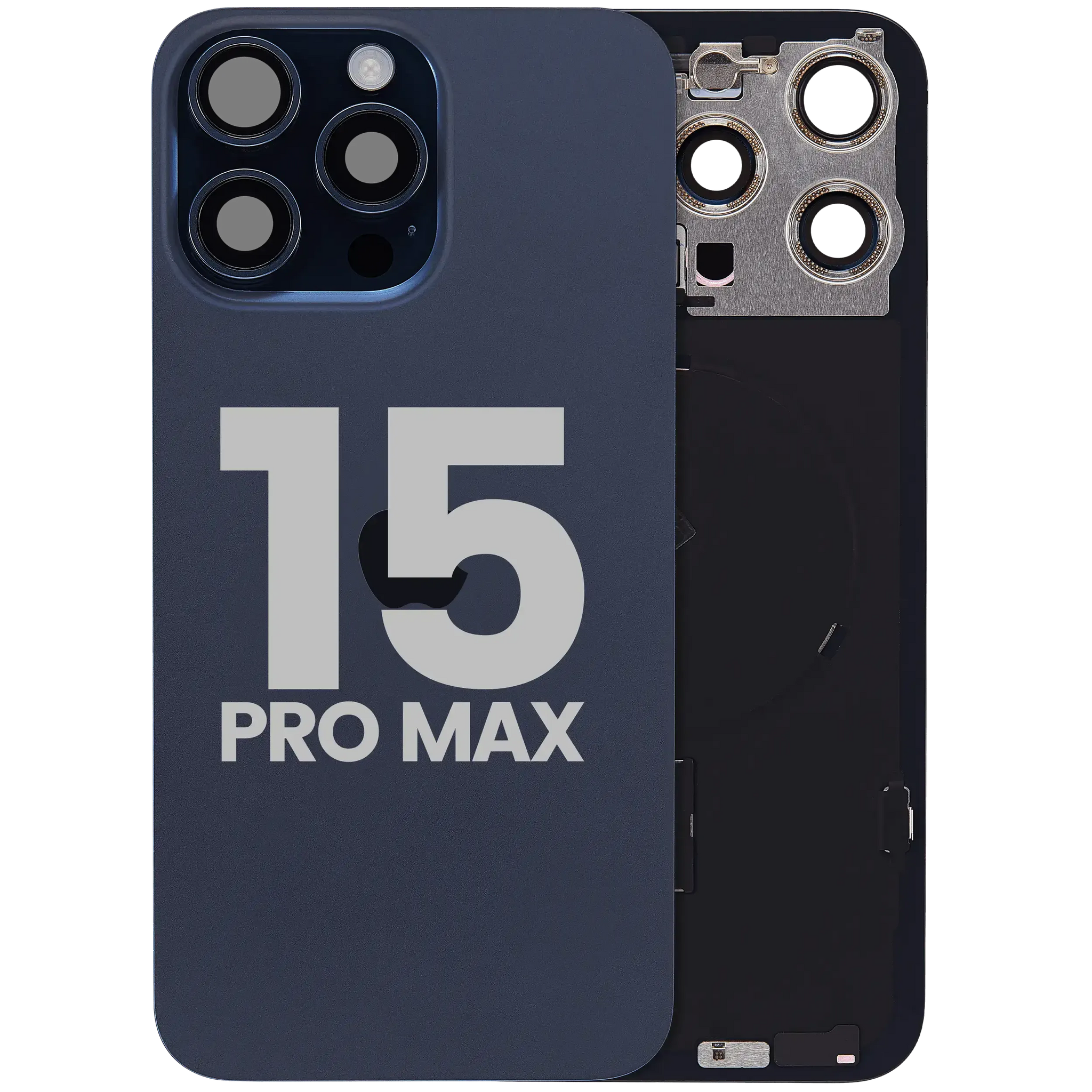 Back Glass w/ MagSafe Magnet & NFC & Flashlight Flex For iPhone 15 Pro Max (Pull) (Blue Titanium)
