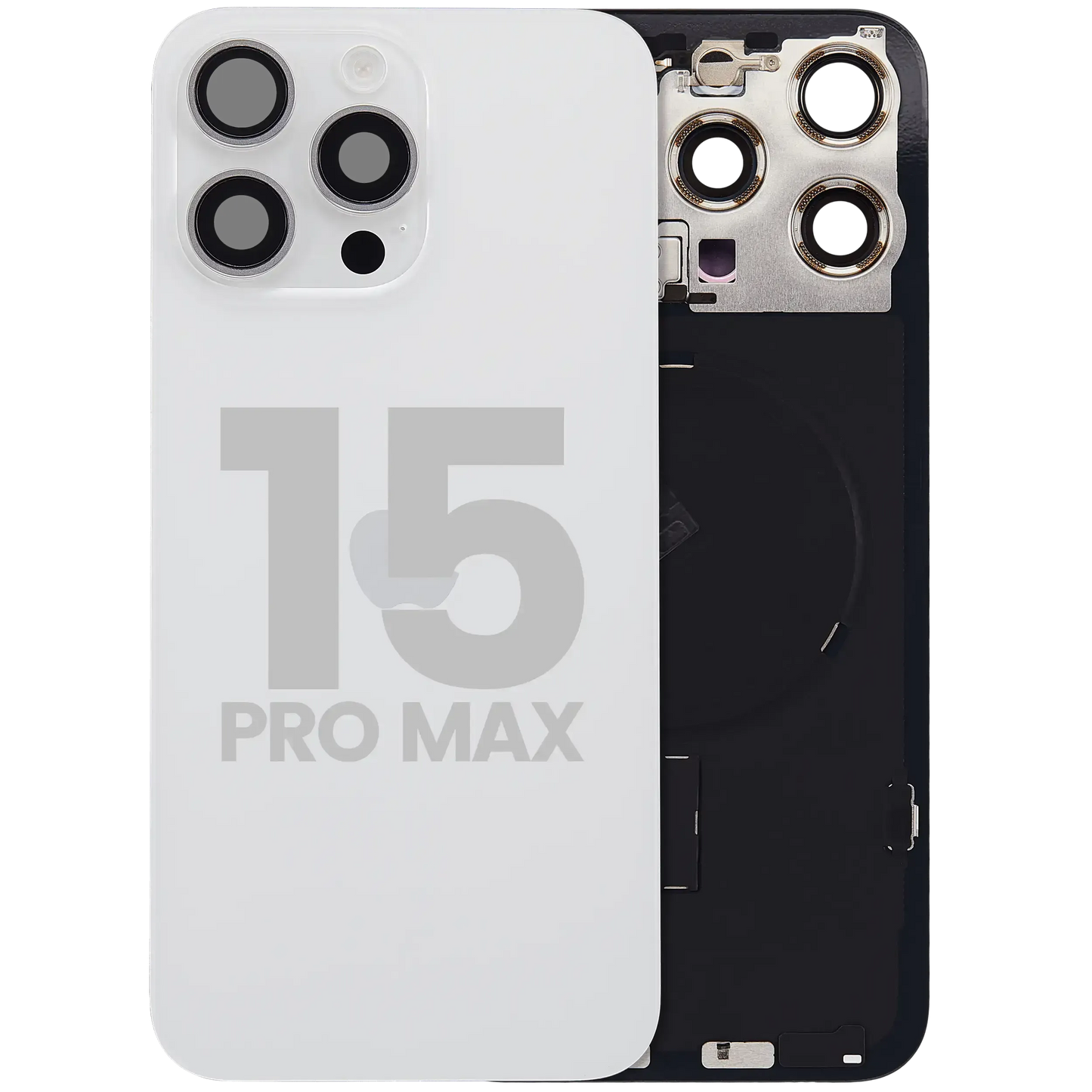 Back Glass w/ MagSafe Magnet & NFC & Flashlight Flex For iPhone 15 Pro Max (Pull) (White Titanium)