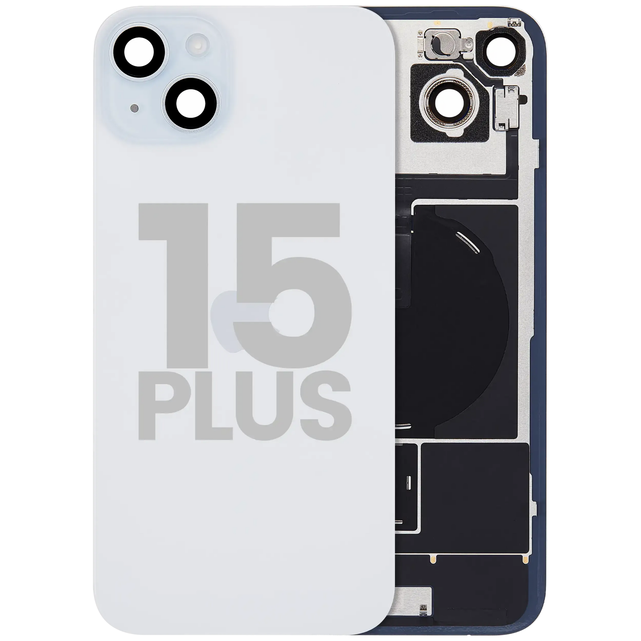 Back Glass w/ MagSafe Magnet & NFC & Flashlight Flex For iPhone 15 Plus (Pull) (Blue)