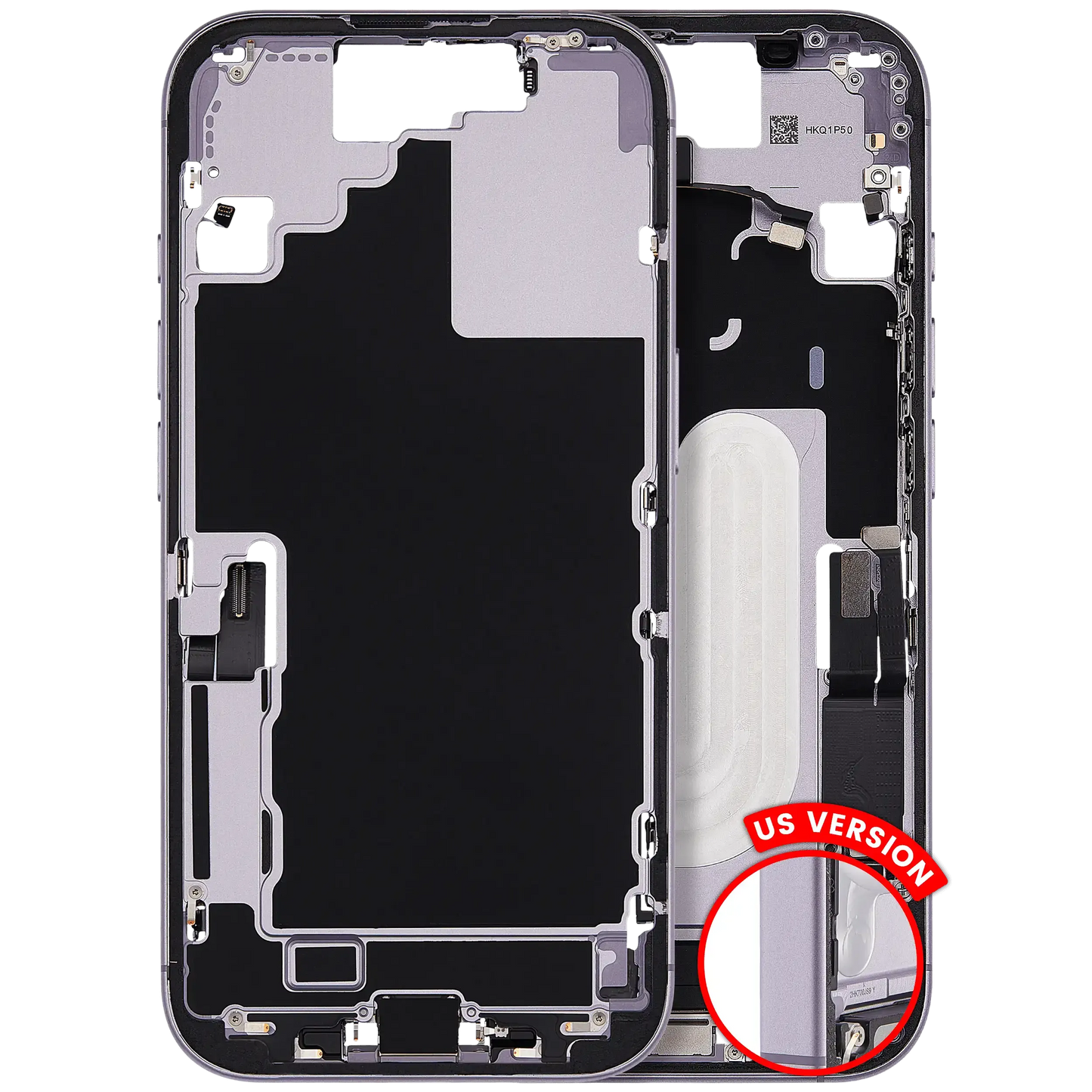 Mid-Frame Housing W/ Charging Port Flex & Small Parts For iPhone 17 (US Version) (Pull) (Lavender)