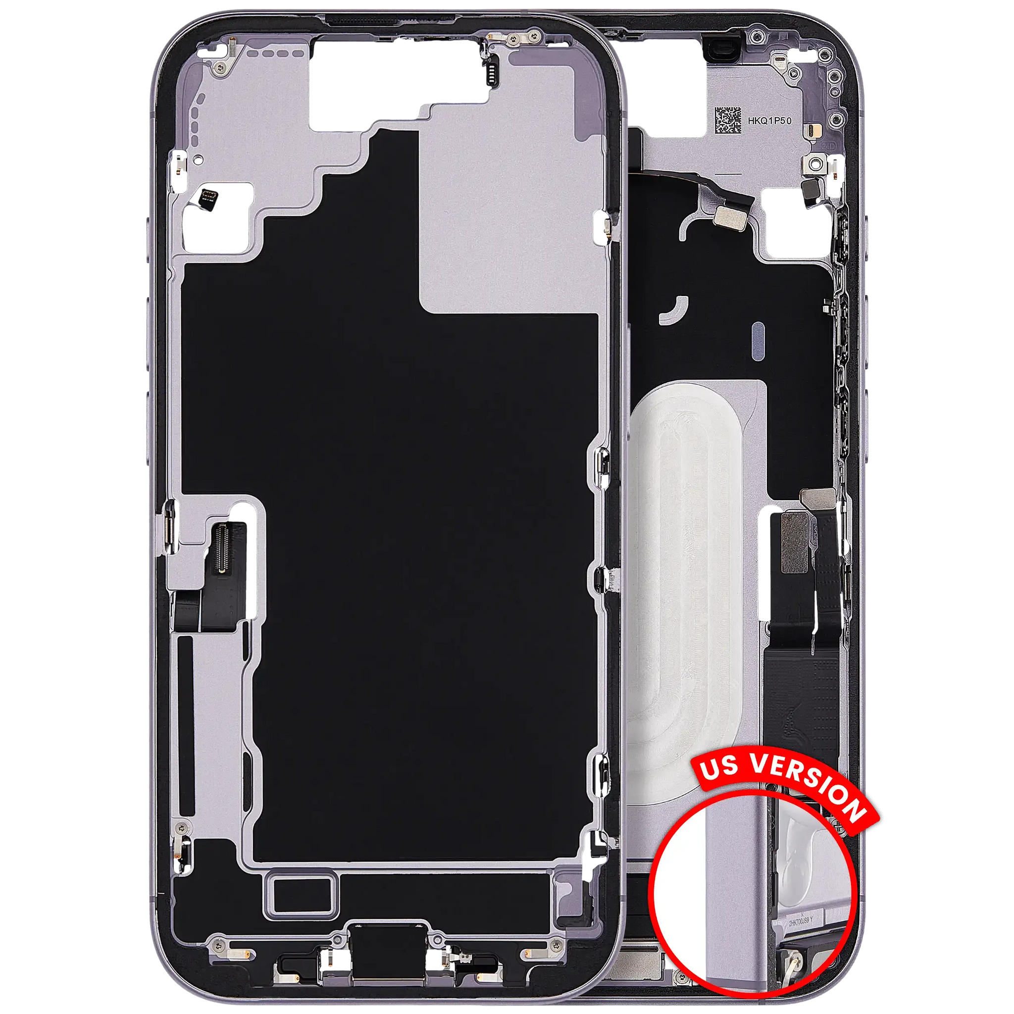 Mid-Frame Housing W/ Charging Port Flex & Small Parts For iPhone 17 (US Version) (Pull) (Lavender)