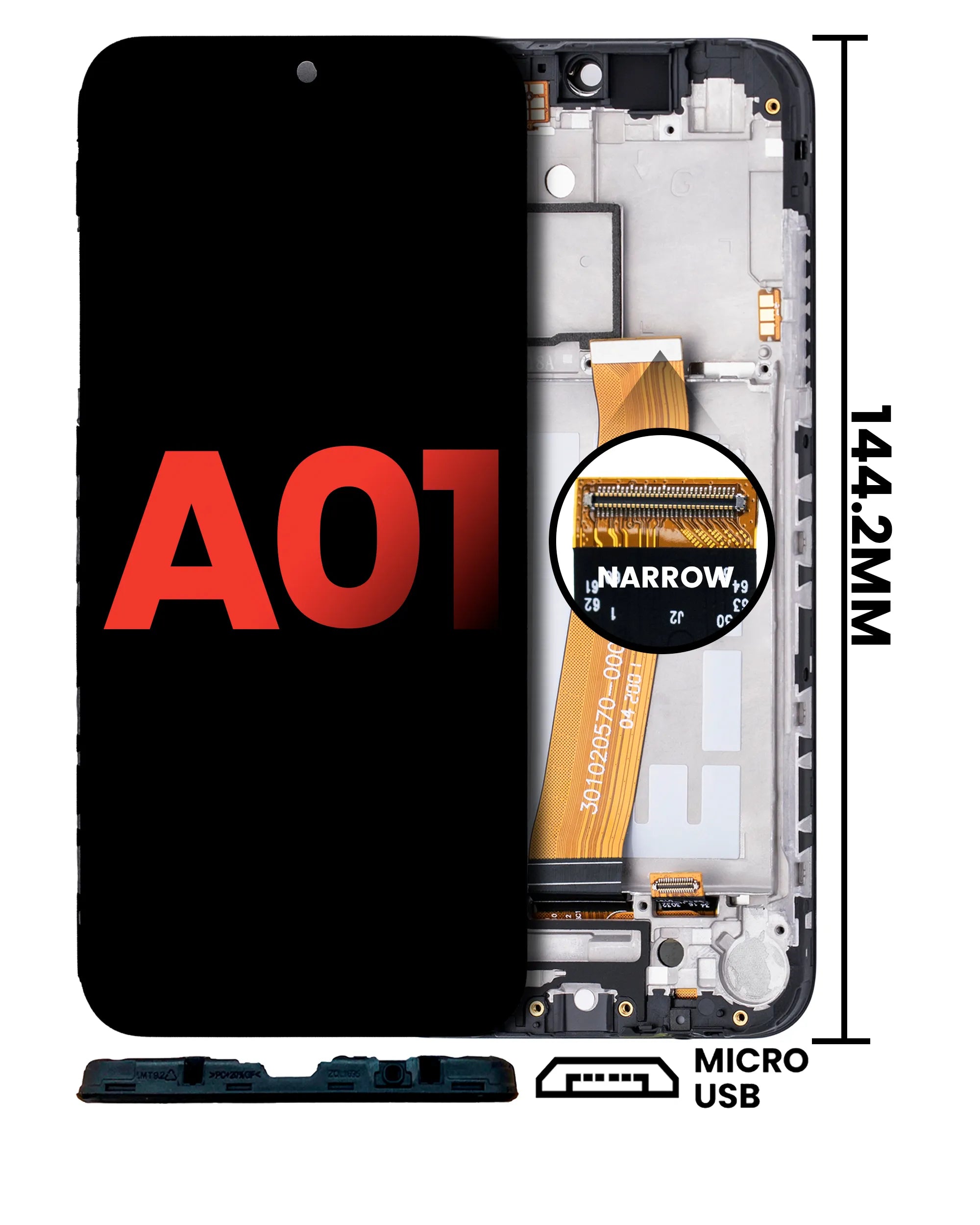LCD Assembly With Frame For Samsung Galaxy A01 (Global Model) (Micro USB Frame) (Incell) (All Colors)