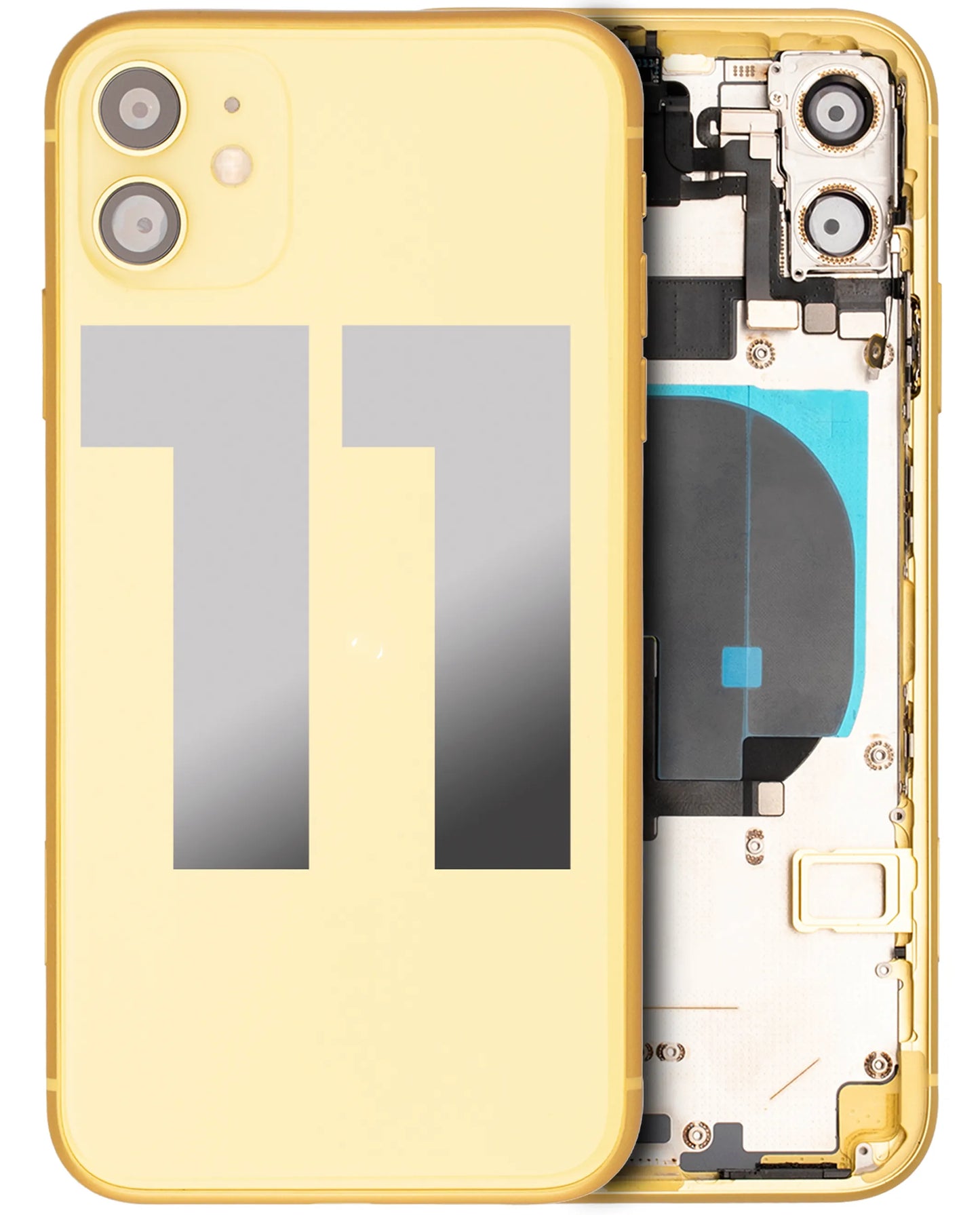 Back Housing W/ Small Components Pre-Installed For iPhone 11 (Used OEM) (Pull) (Yellow)