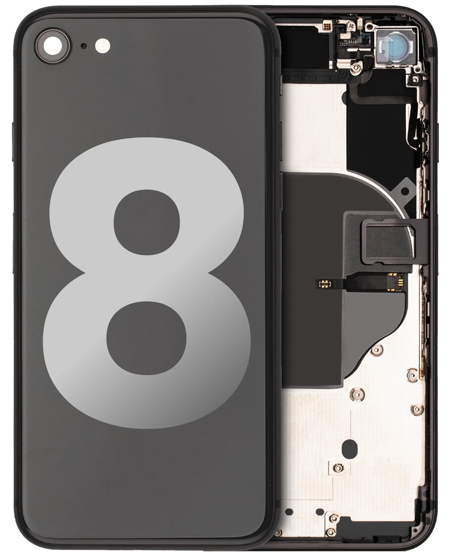 Back Housing W/ Small Components Pre-Installed For iPhone 8 (Pull) (Space Gray