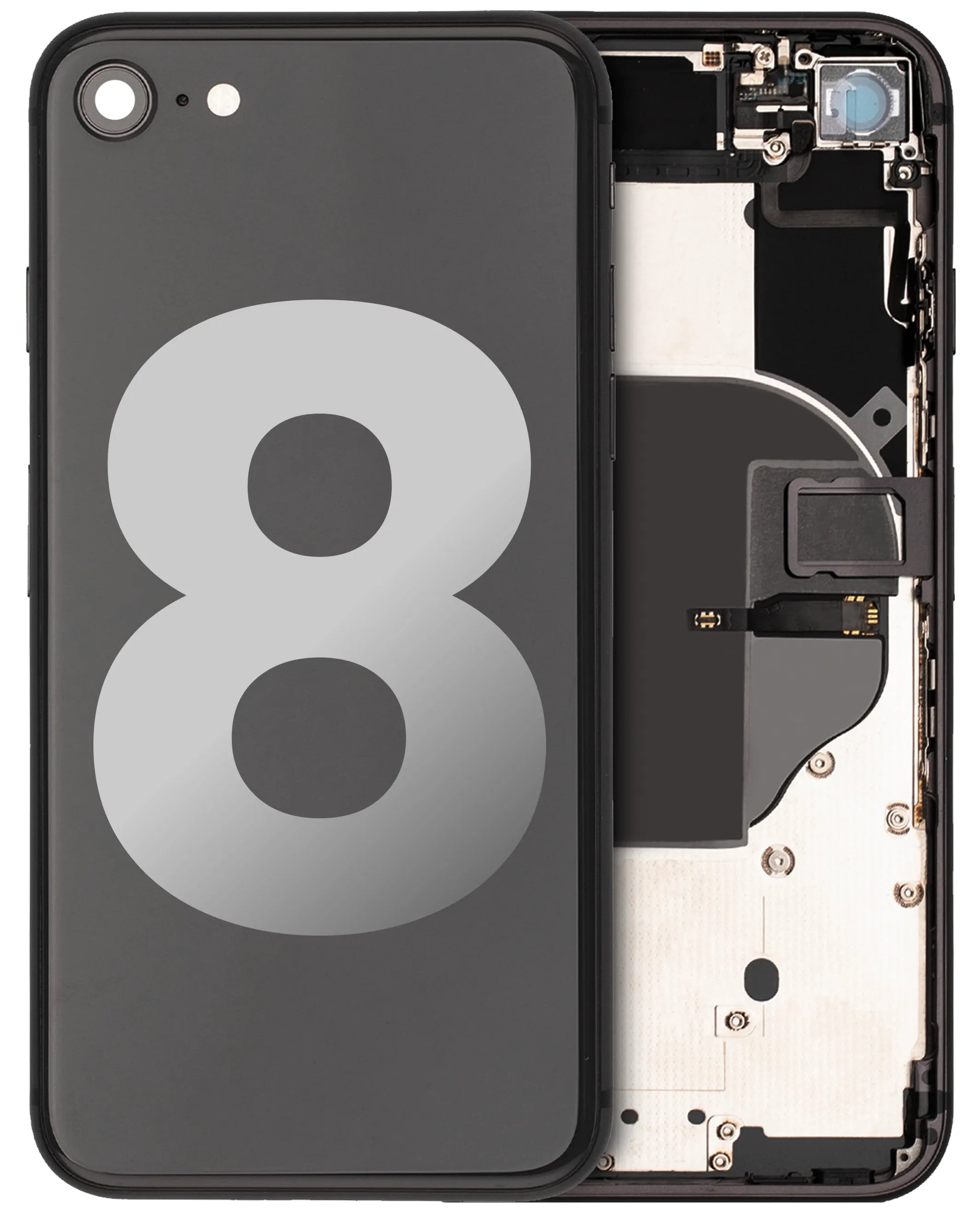 Back Housing W/ Small Components Pre-Installed For iPhone 8 (Pull) (Space Gray