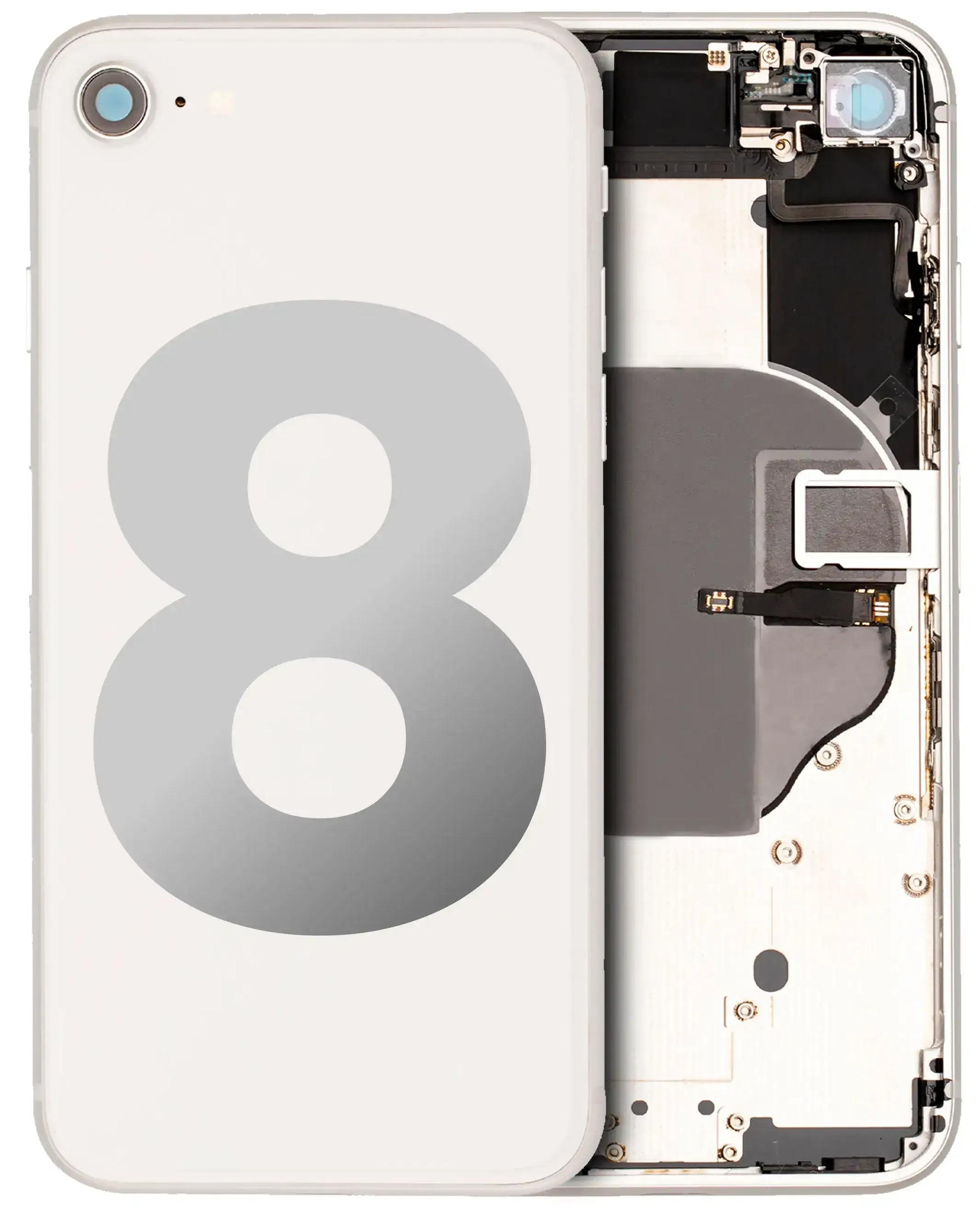 Back Housing W/ Small Components Pre-Installed For iPhone 8 (Pull) (Silver)