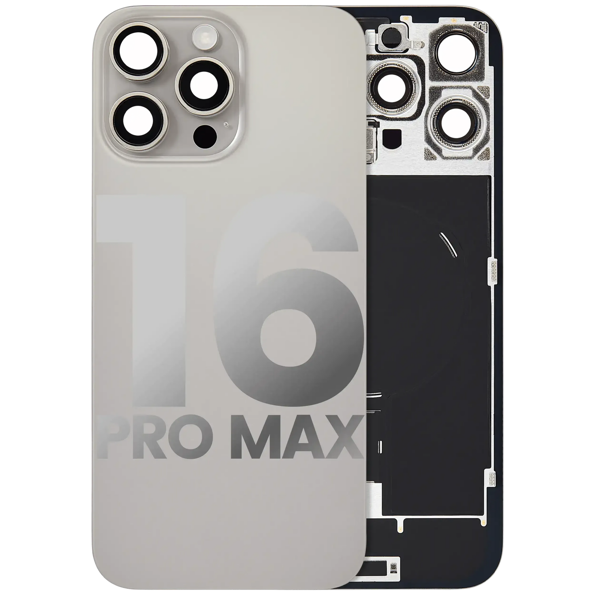 Back Glass w/ MagSafe Magnet & NFC & Flashlight Flex For iPhone 16 Pro Max (Pull) (Natural Titanium)