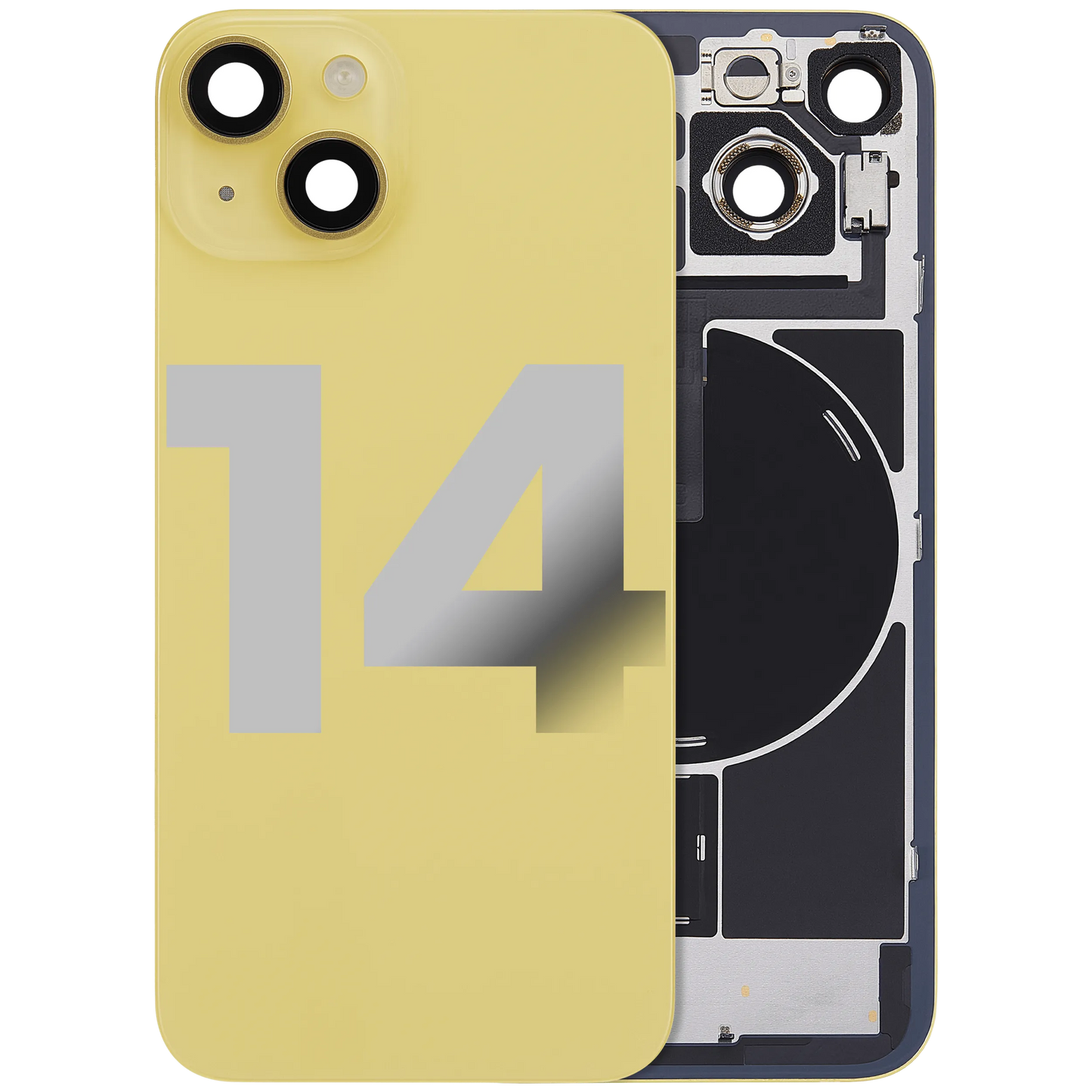 Back Glass w/ MagSafe Magnet & NFC & Flashlight Flex For iPhone 14 (Pull) (Yellow)