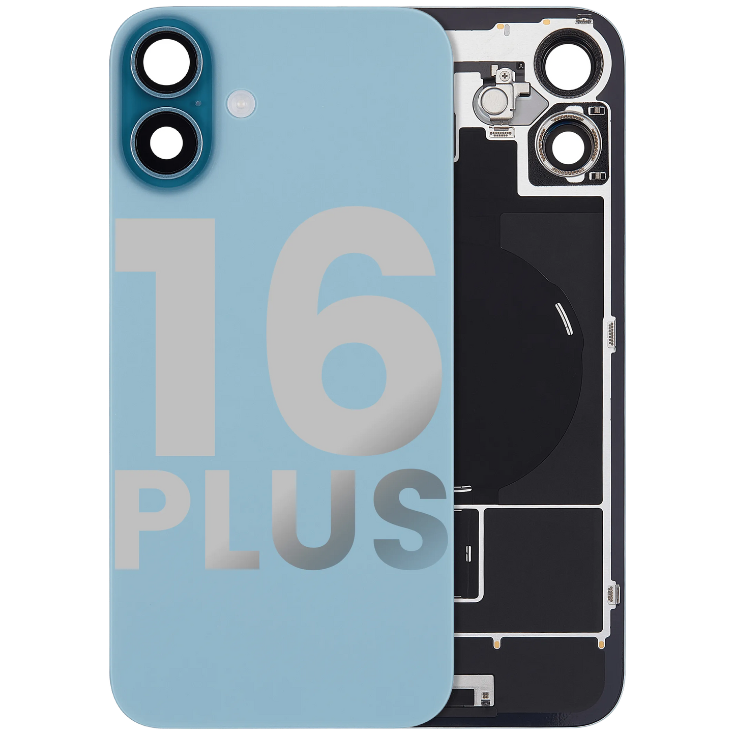 Back Glass w/ MagSafe Magnet & NFC & Flashlight Flex For iPhone 16 Plus (Pull) (Teal)