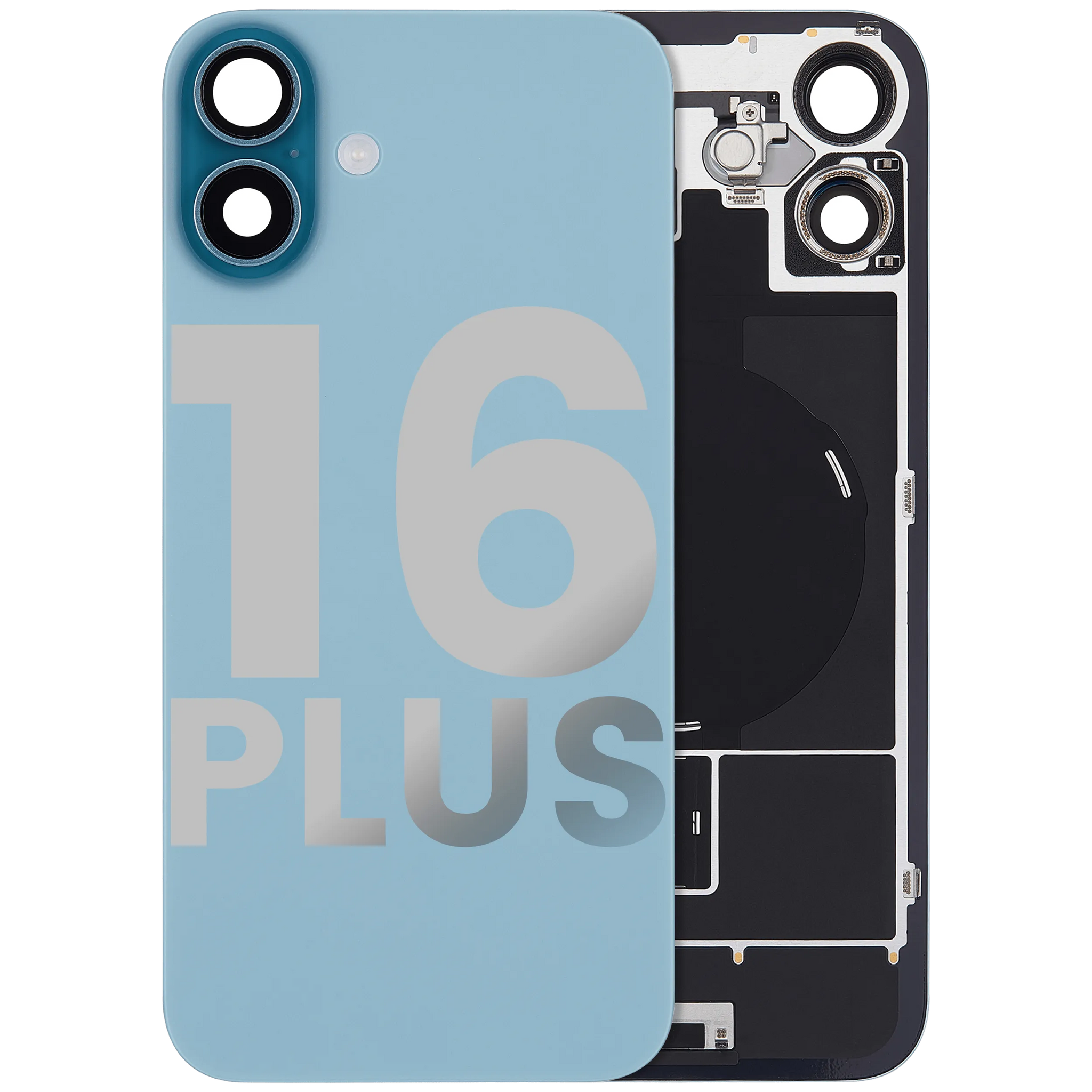 Back Glass w/ MagSafe Magnet & NFC & Flashlight Flex For iPhone 16 Plus (Pull) (Teal)