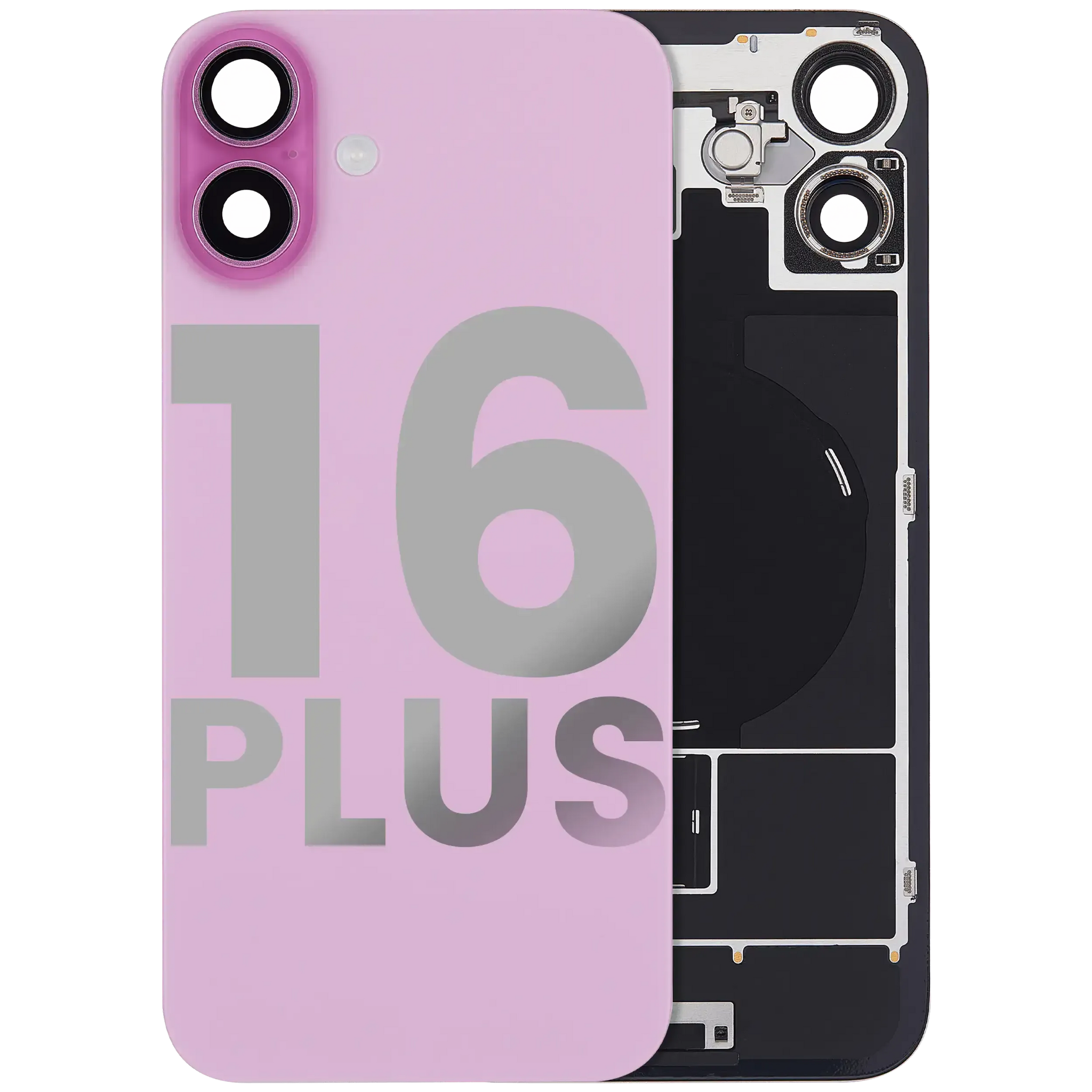 Back Glass w/ MagSafe Magnet & NFC & Flashlight Flex For iPhone 16 Plus (Pull) (Pink)