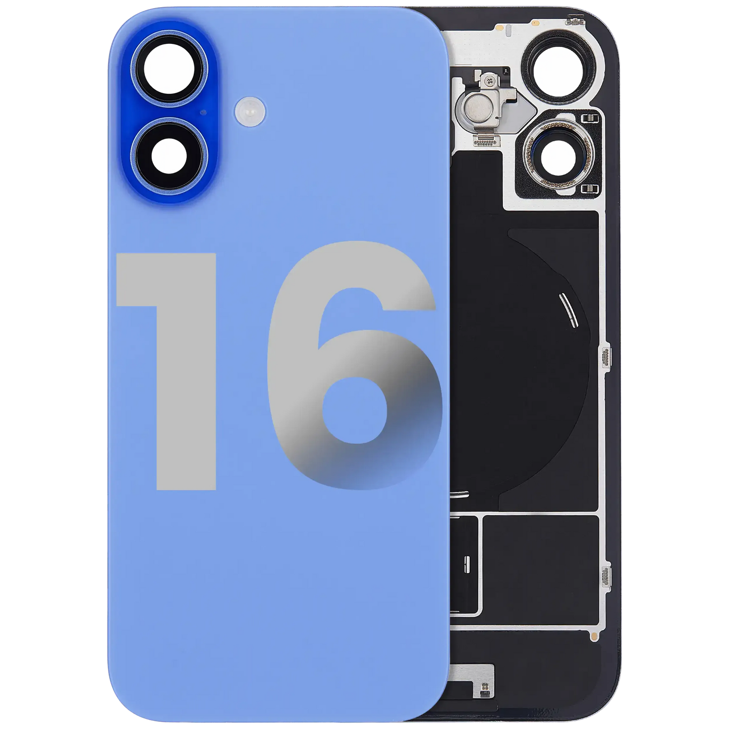 Back Glass w/ MagSafe Magnet & NFC & Flashlight Flex For iPhone 16 (Pull) (Ultramarine)