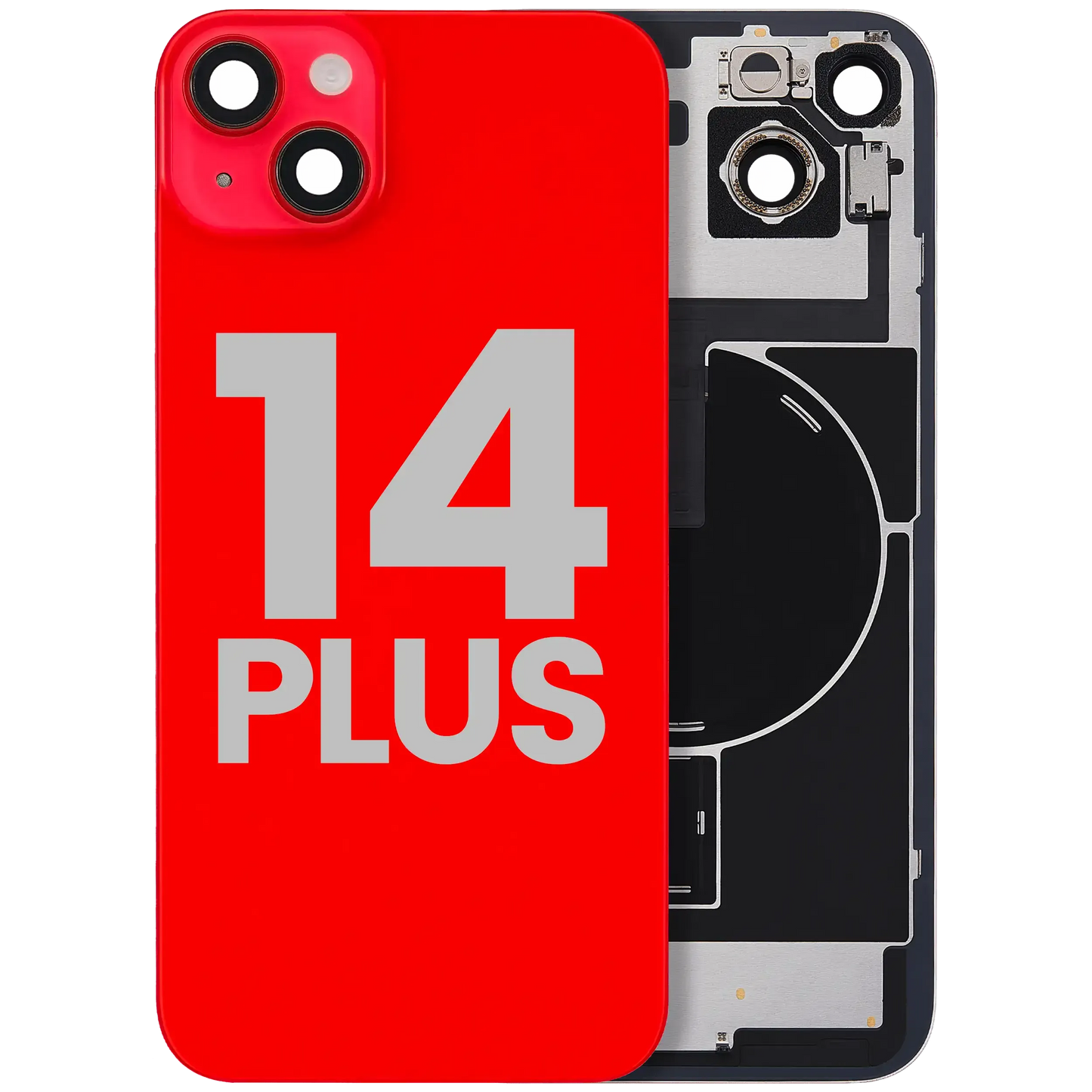Back Glass w/ MagSafe Magnet & NFC & Flashlight Flex For iPhone 14 Plus (Pull) (Red)