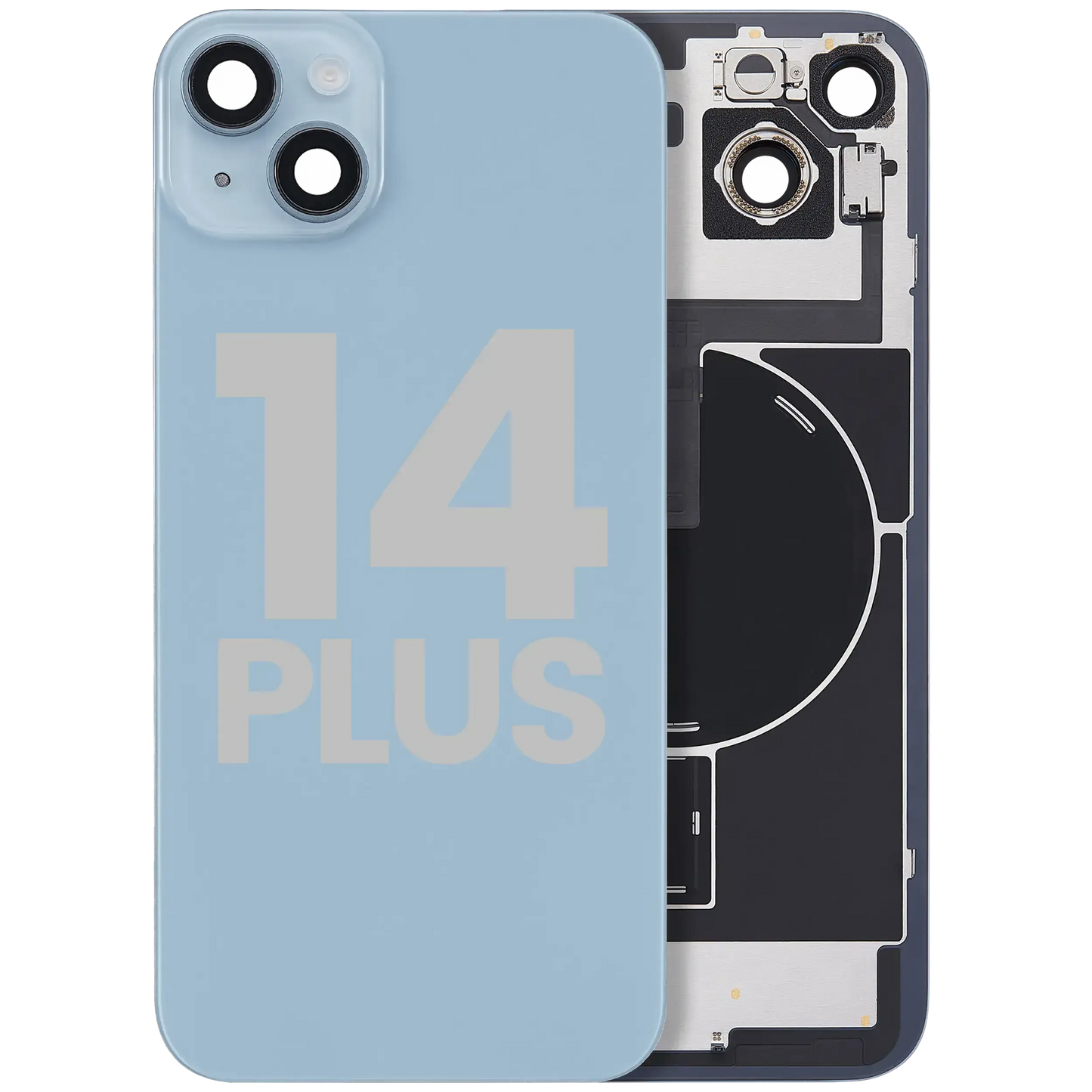 Back Glass w/ MagSafe Magnet & NFC & Flashlight Flex For iPhone 14 Plus (Pull) (Blue)