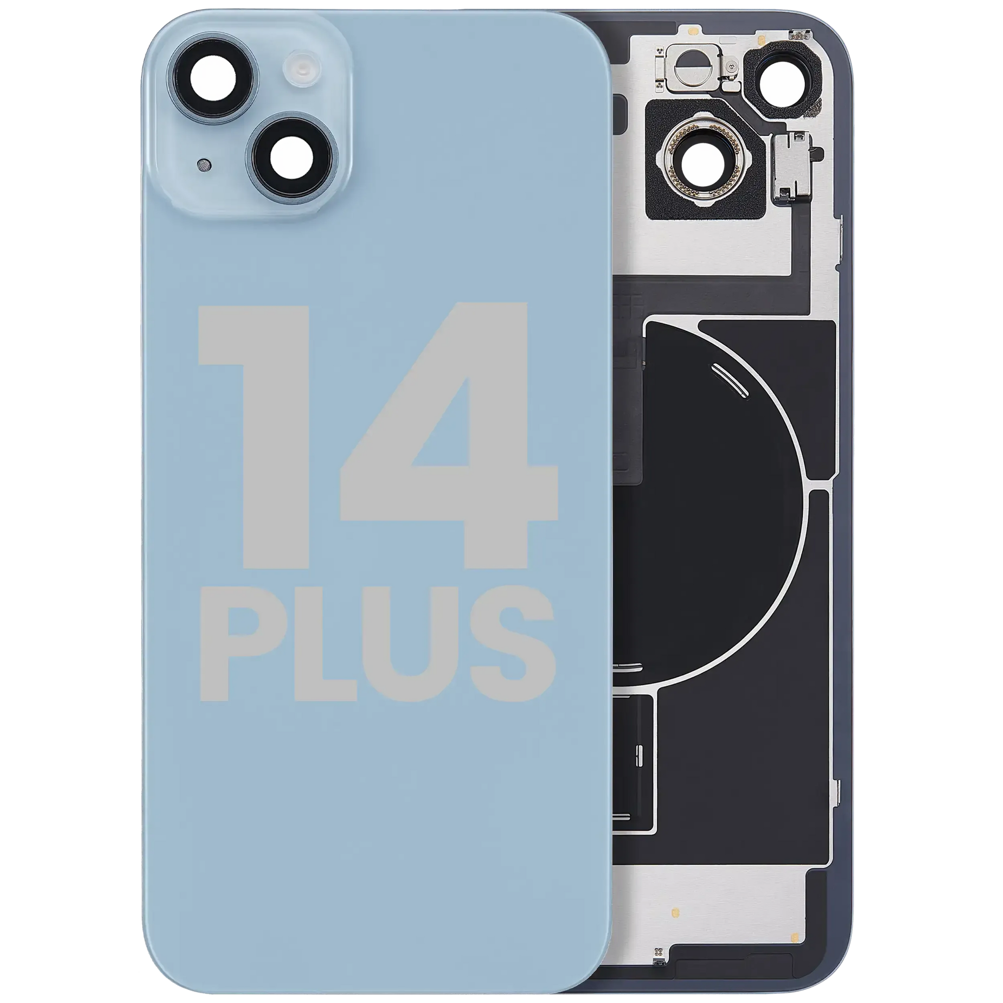 Back Glass w/ MagSafe Magnet & NFC & Flashlight Flex For iPhone 14 Plus (Pull) (Blue)