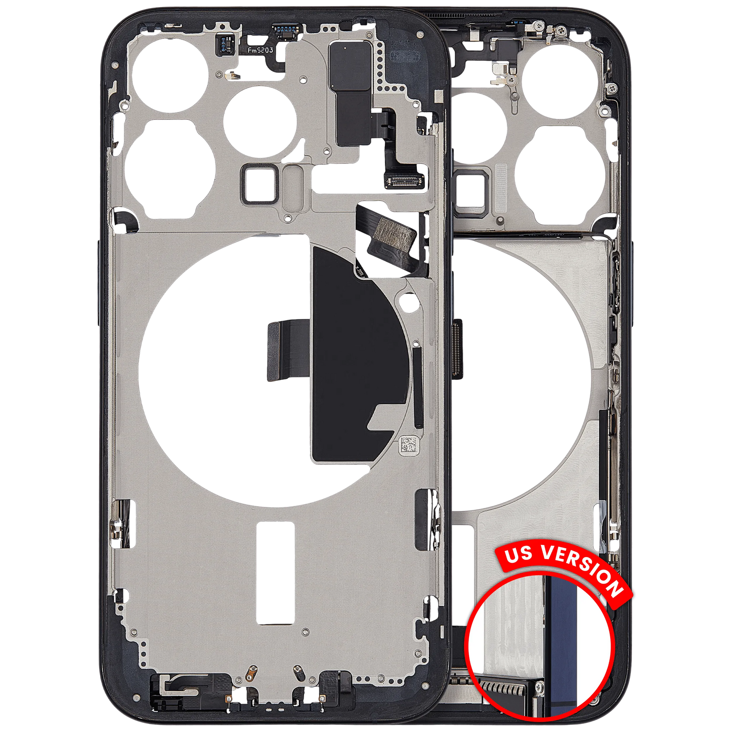 Mid-Frame Housing W/ Charging Port Flex & Small Parts For iPhone 15 Pro (US Version) (Pull) (Blue Titanium)