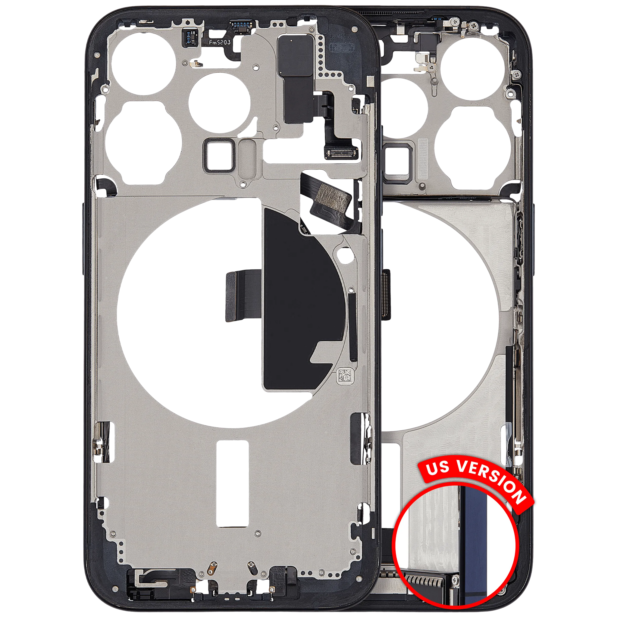 Mid-Frame Housing W/ Charging Port Flex & Small Parts For iPhone 15 Pro (US Version) (Pull) (Blue Titanium)