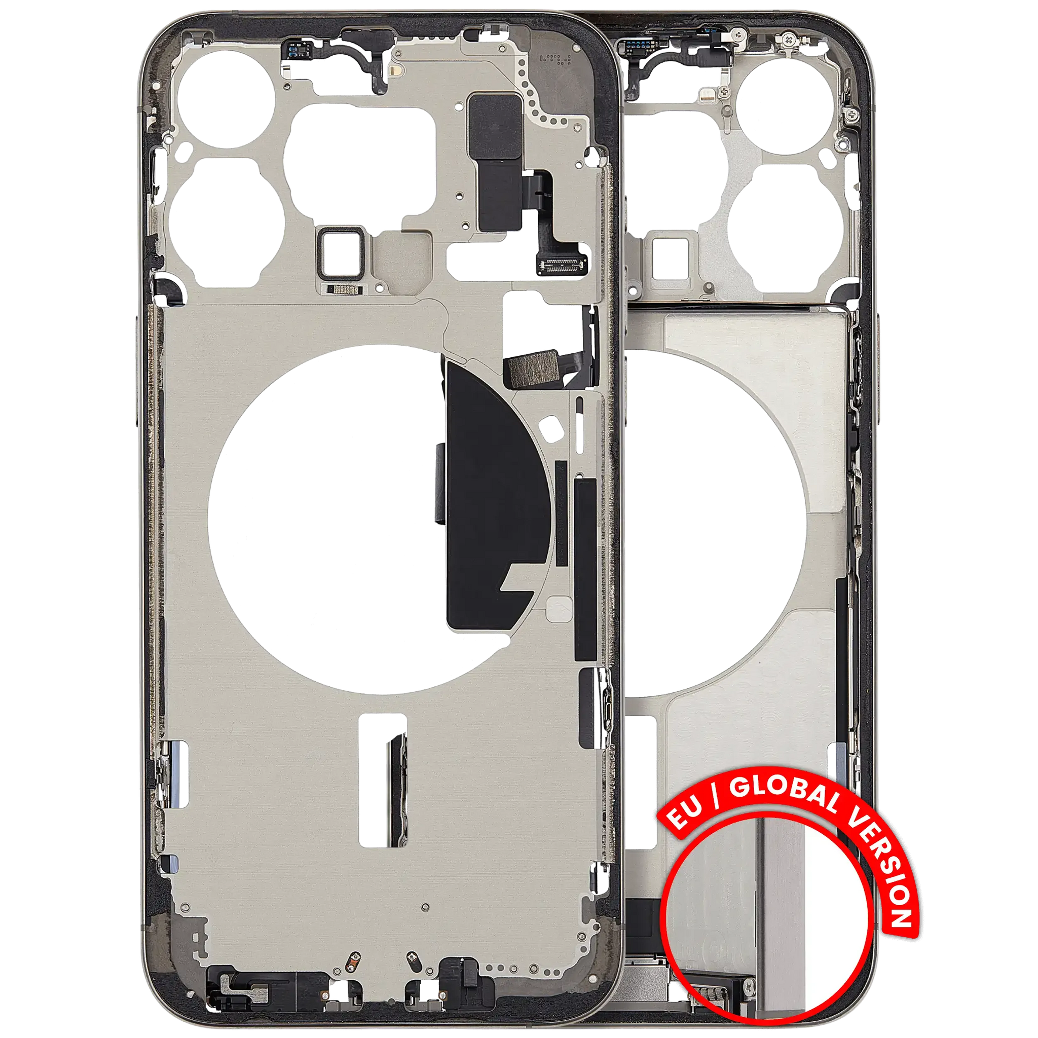 Mid-Frame Housing W/ Charging Port Flex & Small Parts For iPhone 15 Pro Max (EU / Global Version) (Pull) (Natural Titanium)