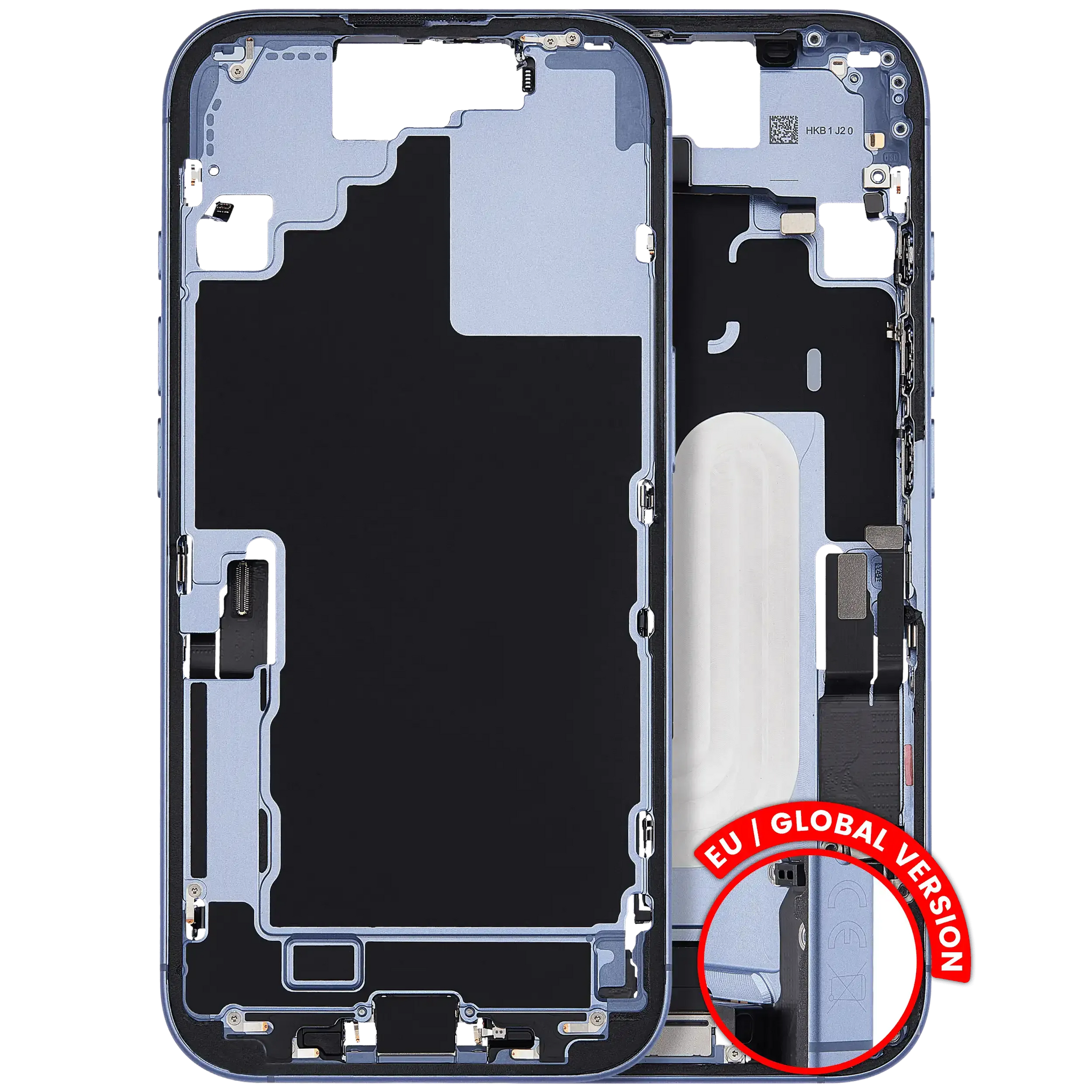 Mid-Frame Housing W/ Charging Port Flex & Small Parts For iPhone 17 (EU / Global Version) (Pull) (Mist Blue)
