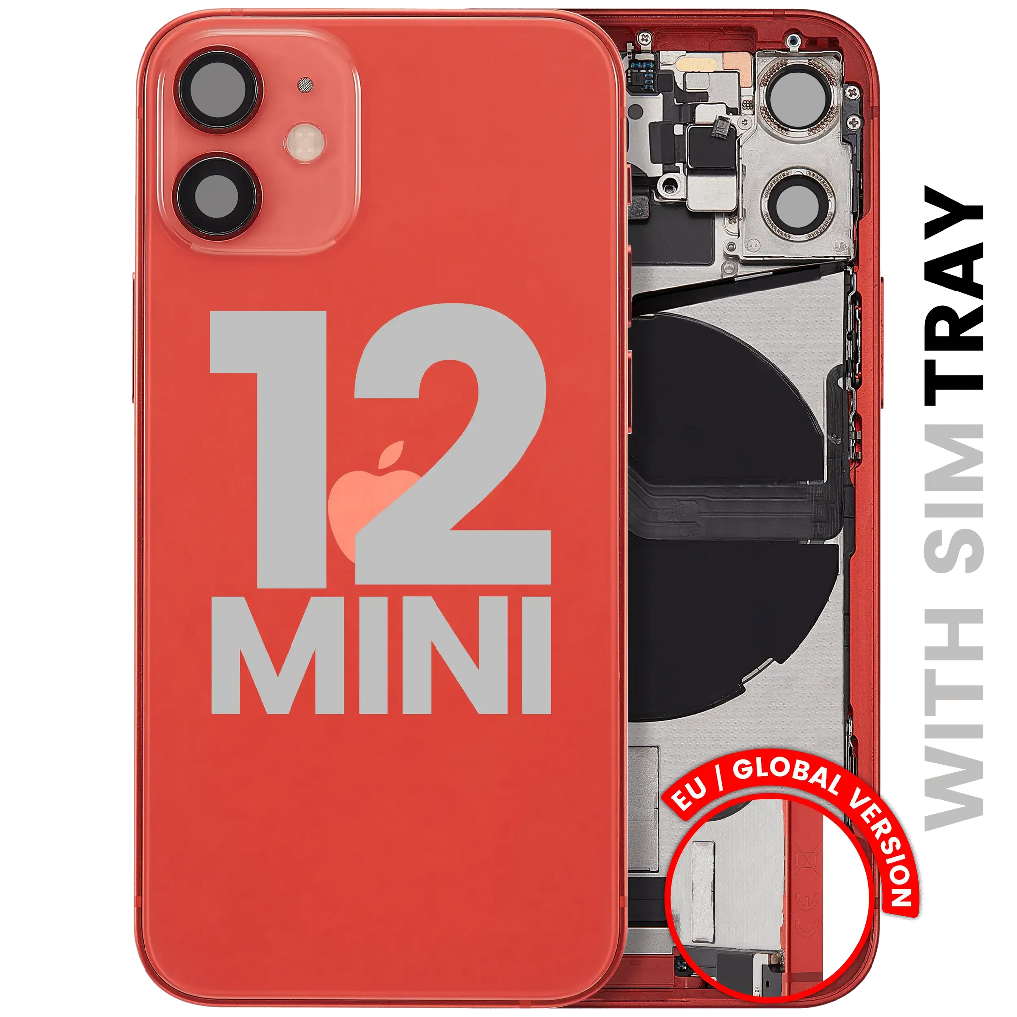 Back Housing W/ Charging Port Flex & Small Parts For iPhone 12 Mini (EU / Global Version) (Pull) (Red)